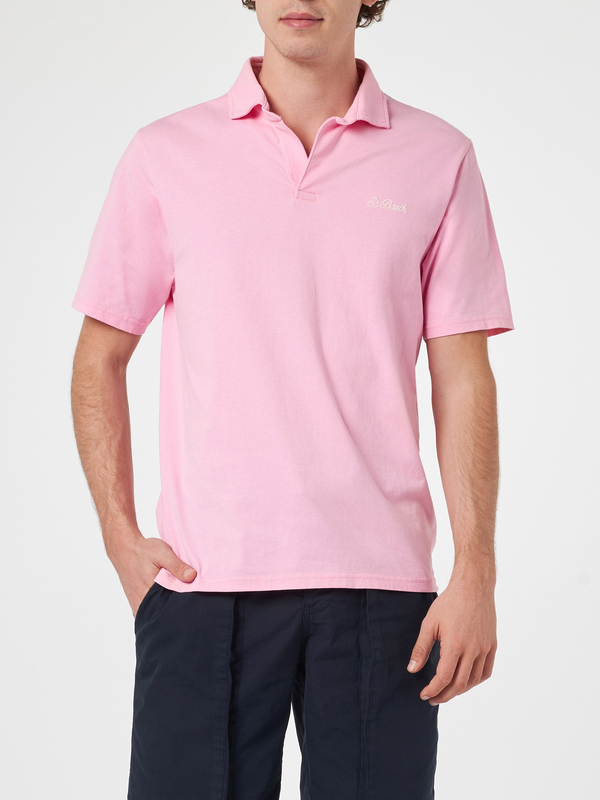 mc2-saint-barth-polo-uomo-brighton-rosa-in-cotone-jersey-tinta-unita image 1