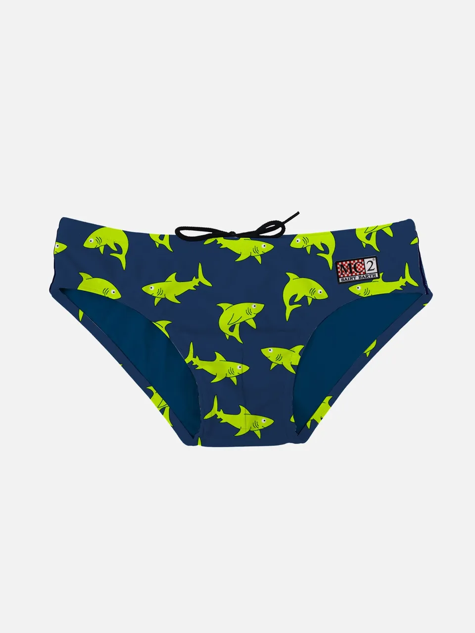 mc2-saint-barth-slip-mare-bambino-blu-stampa-squali-fluo image 1