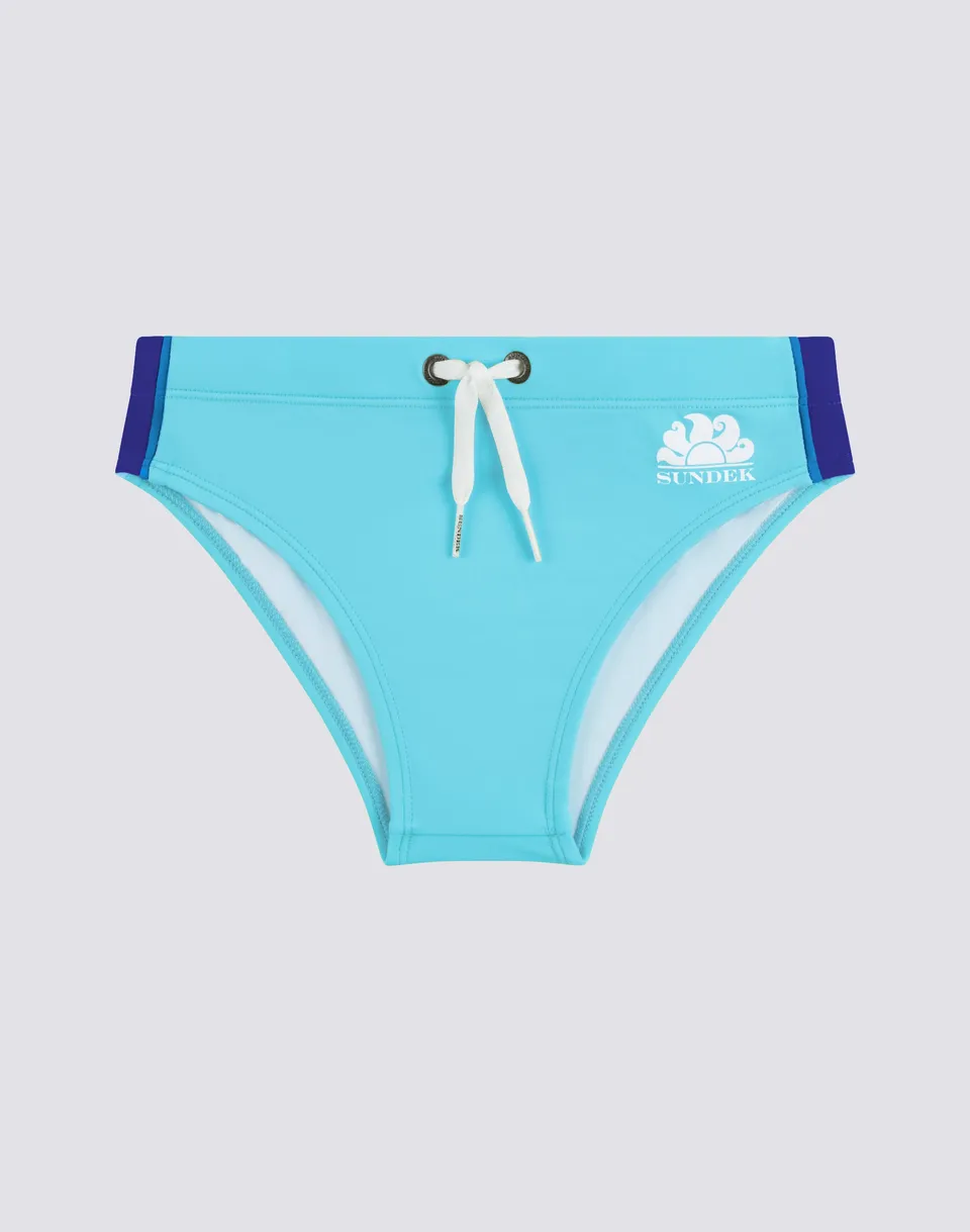 sundek-diwalter-slip-mare-bambino-tinta-unita-con-arcobaleno-laterale-econyl image 1