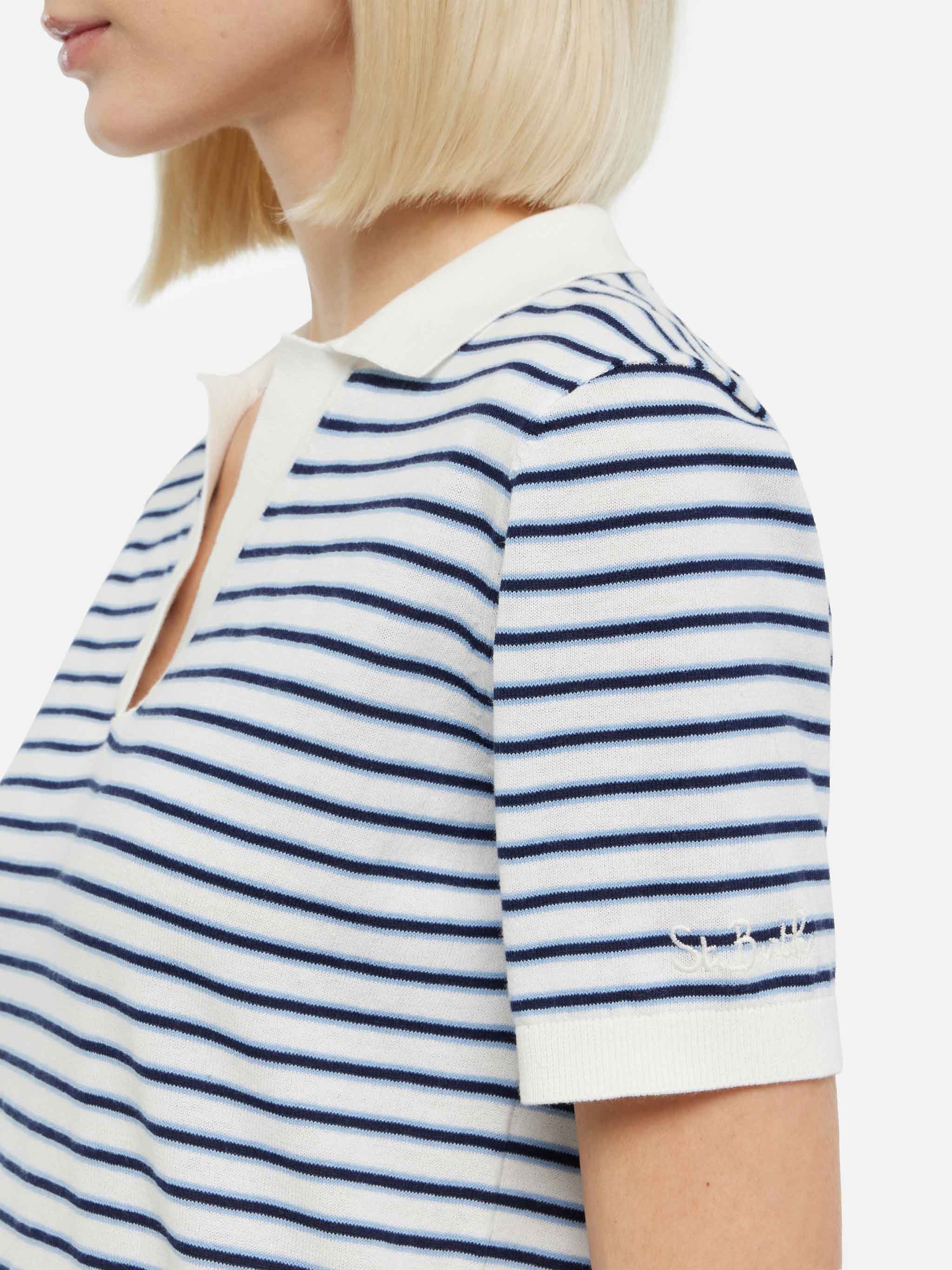 polo-donna-mc2-saint-barth-evonne-a-righe-blu-in-cotone image 2