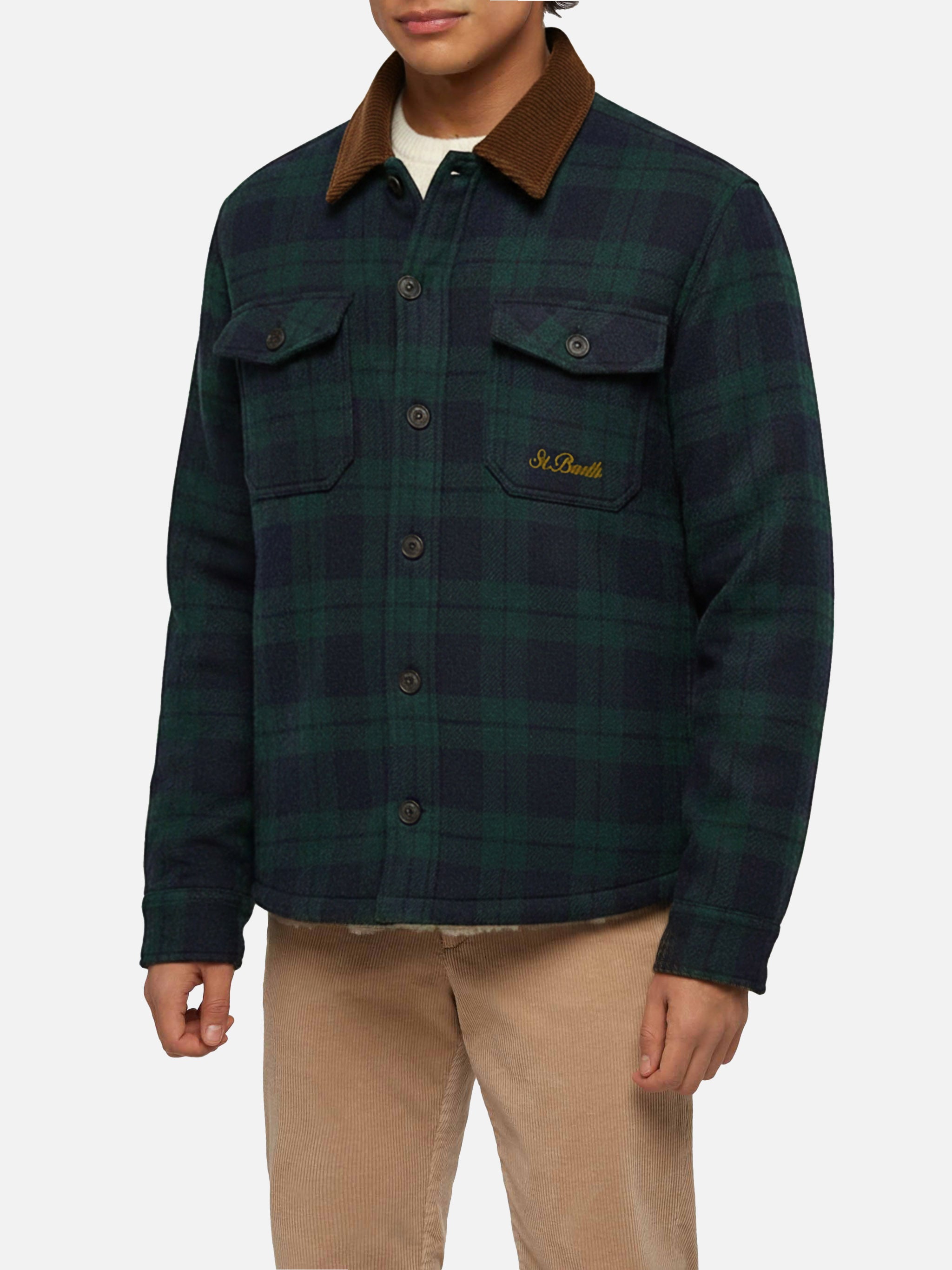 mc2-saint-barth-landeck-camicia-over-in-misto-lana-blu-tartan-uomo image 1