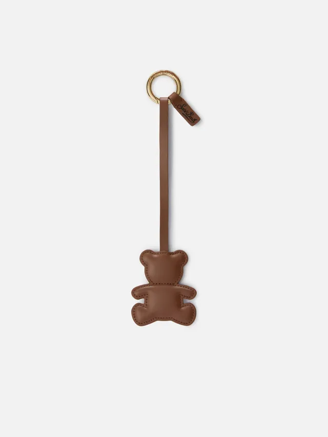 bag-charm-mc2-saint-barth-a-forma-di-orsetto-in-pelle-liscia-marrone-con-targhet image 1