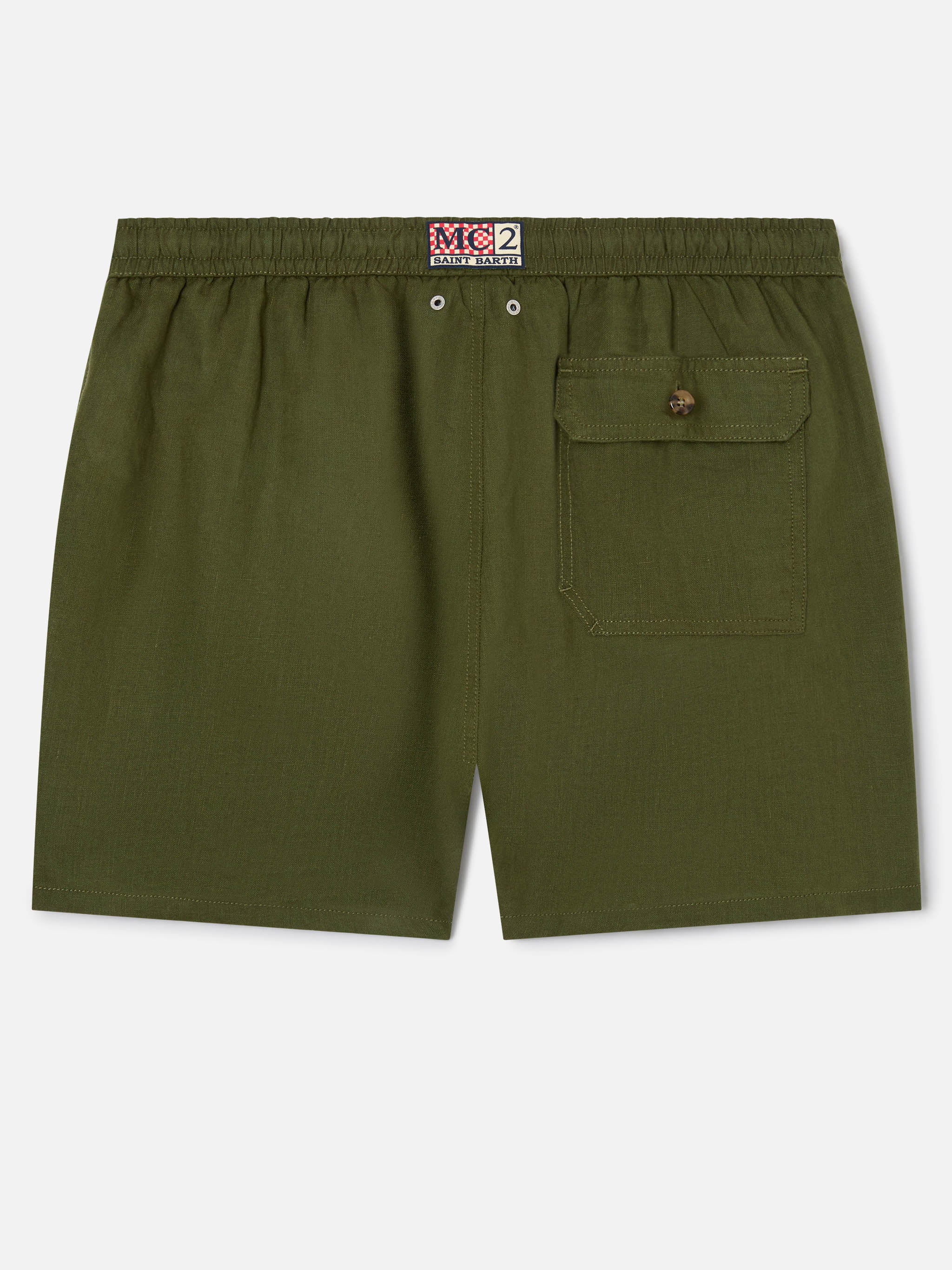 mc2-saint-barth-costume-mare-uomo-gustavia-in-lino-verde-militare-tinta-unita image 2