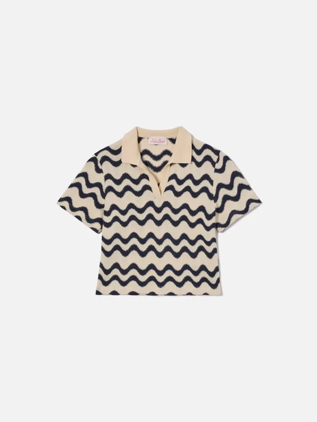 mc2-saint-barth-polo-lala-jr-in-maglia-misto-cotone-fantasia-onde-blu-e-avorio image 1