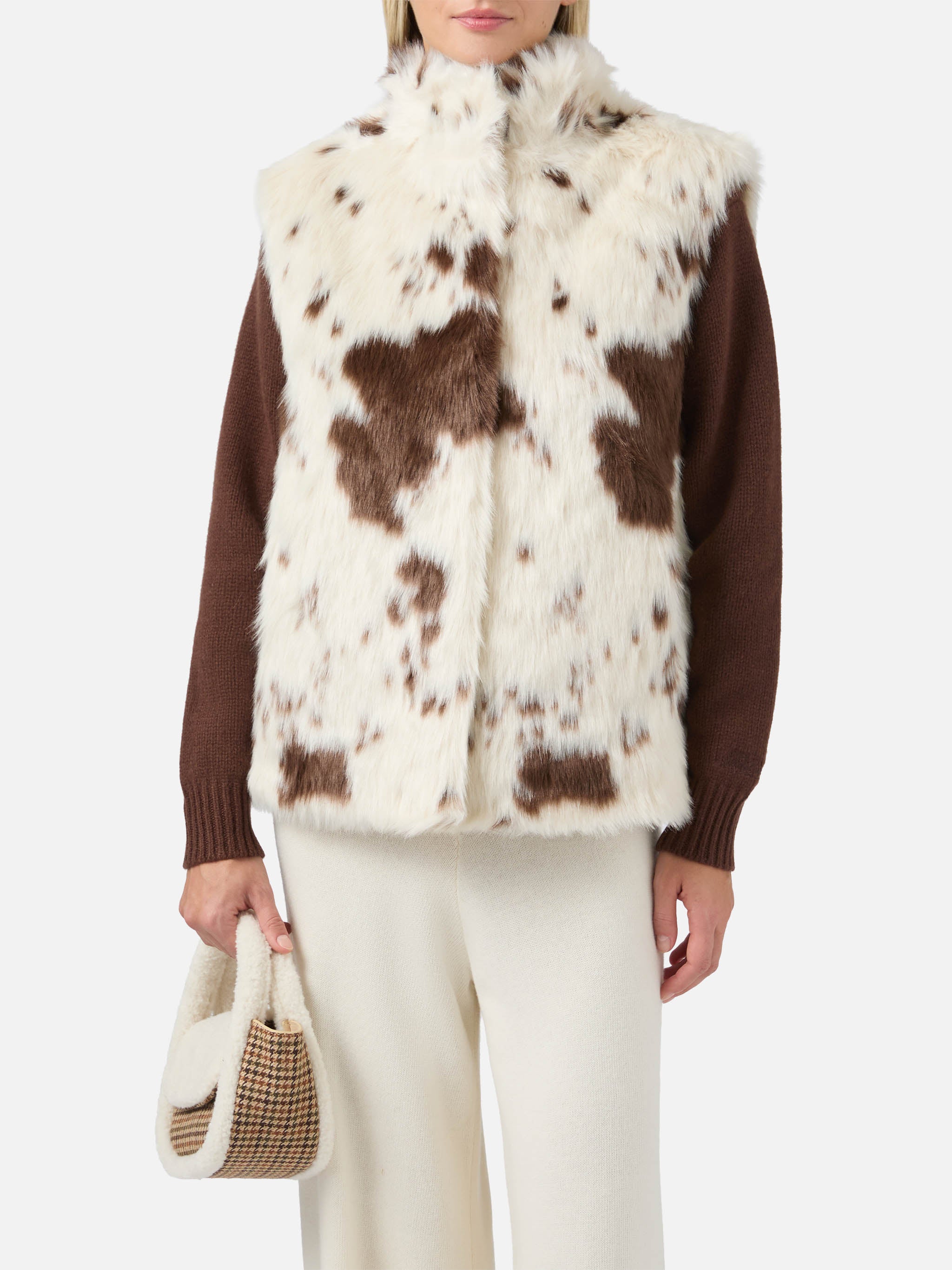 mc2-saint-barth-gilet-ambre-in-faux-fur-con-stampa-muccata image 1
