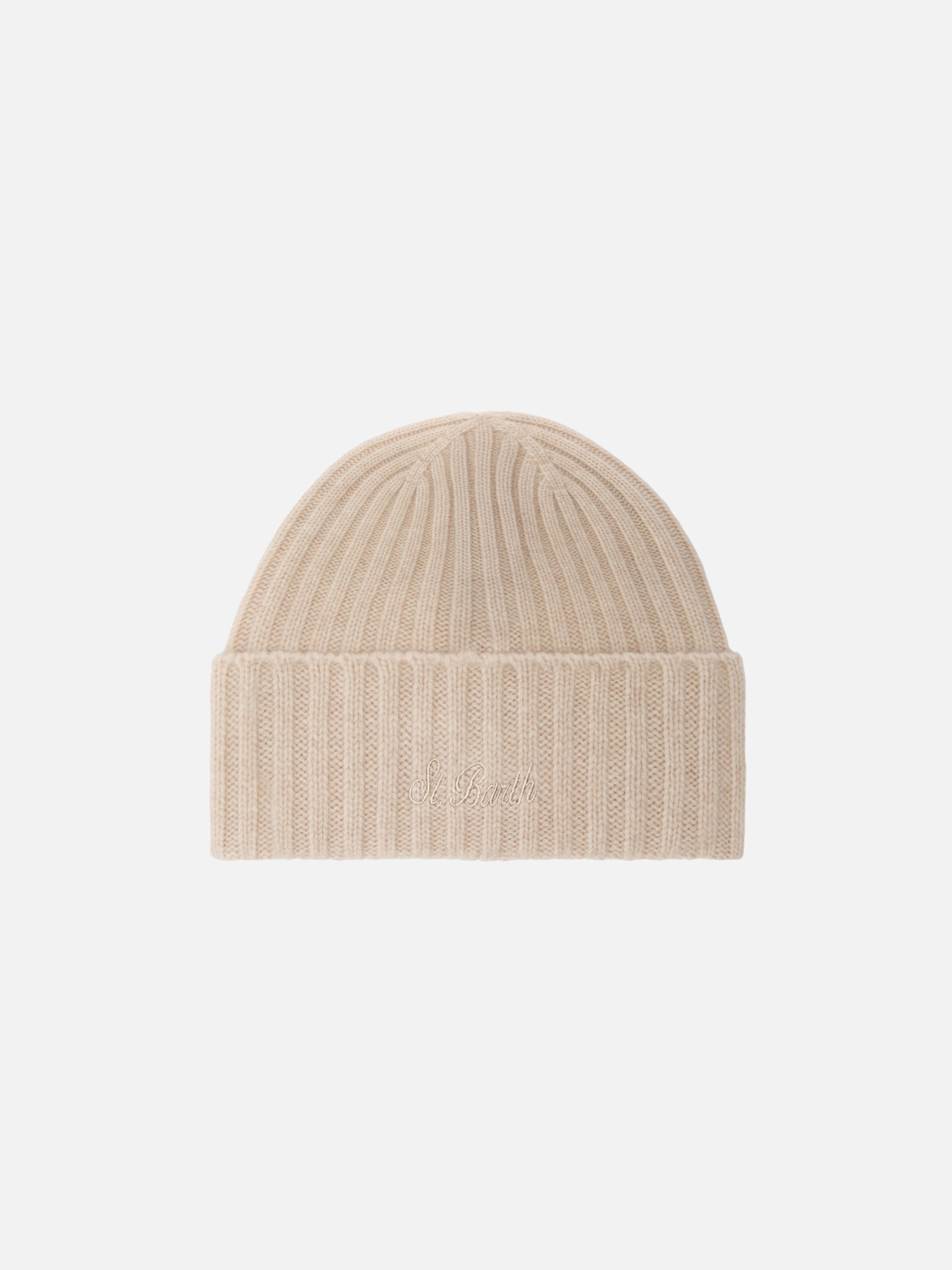 mc2-saint-barth-berretto-wengen-in-cashmere-beige-melange-con-ricamo-st-barth image 1