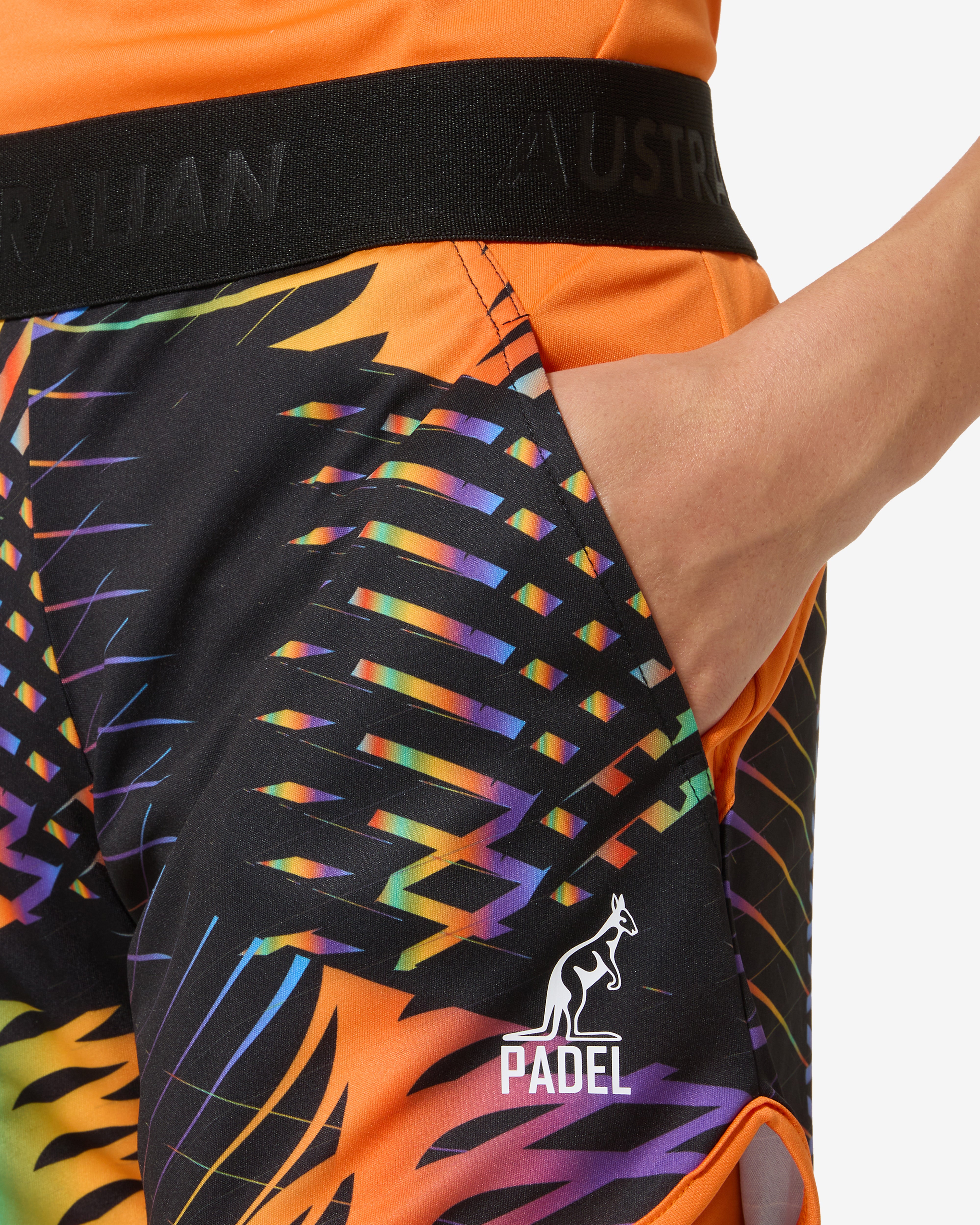 australian-chaos-short-short-padel-arancio-con-sottopantaloncino image 4