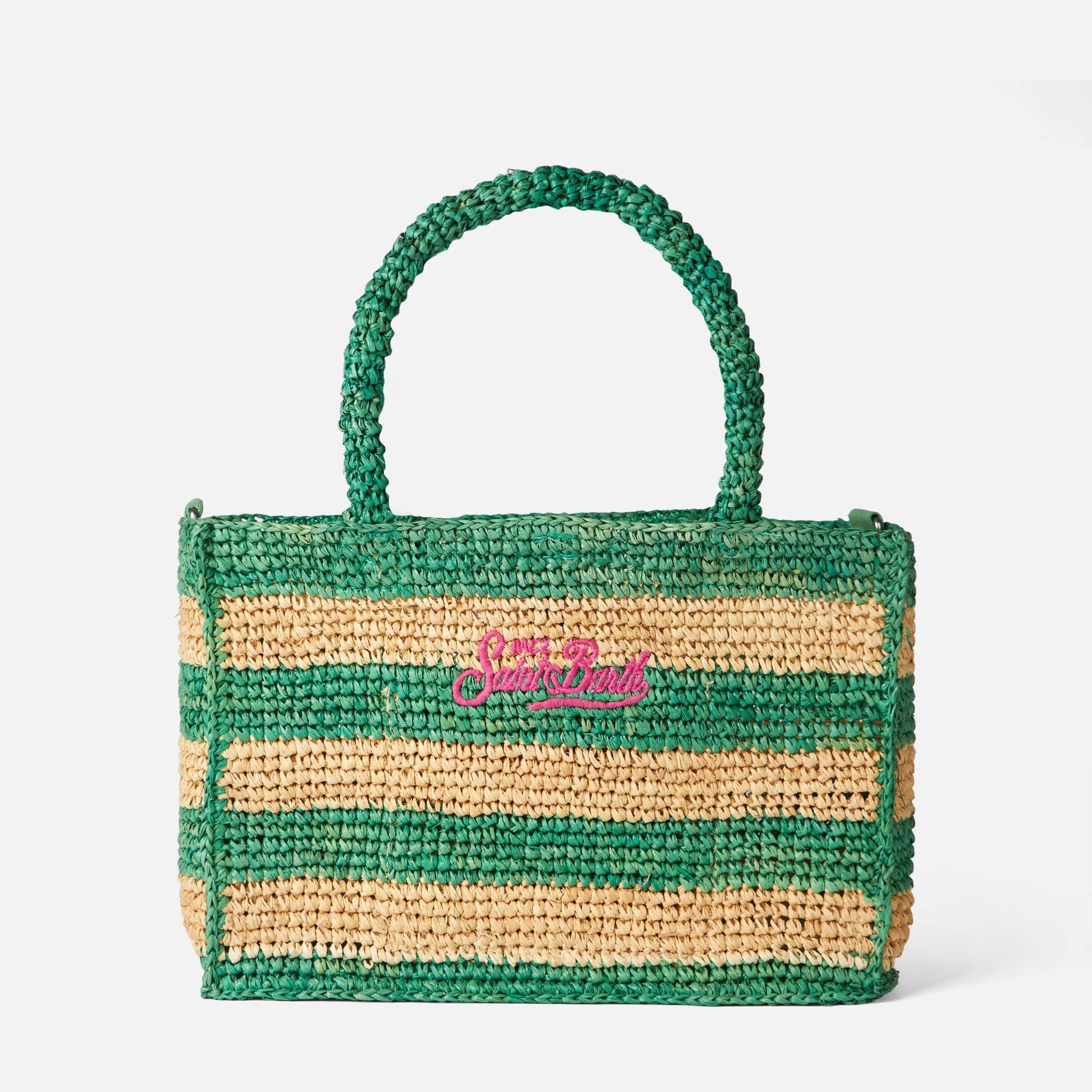 mc2-saint-barth-colette-borsa-in-rafia-a-righe-bianche-e-verdi-30x20x16-cm image 3