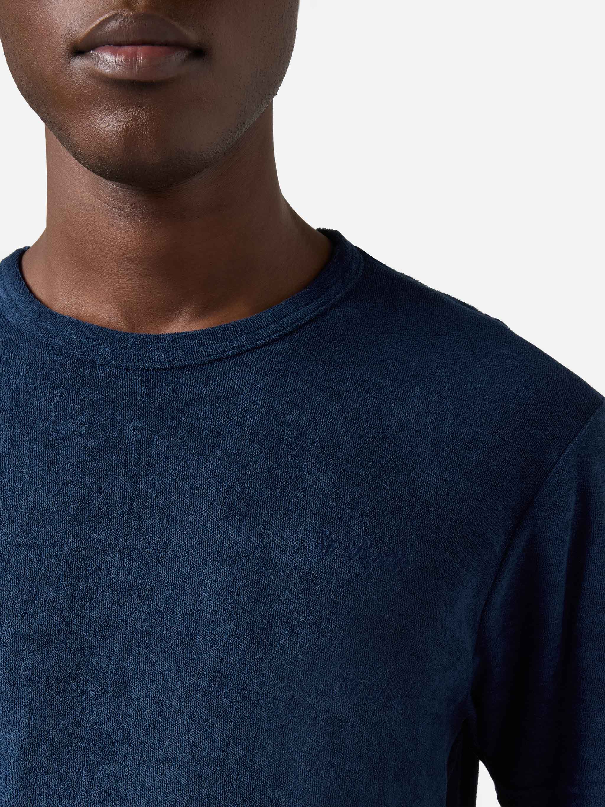 mc2-saint-barth-t-shirt-gary-in-misto-cotone-effetto-spugna-blu-con-ricamo-logo image 3