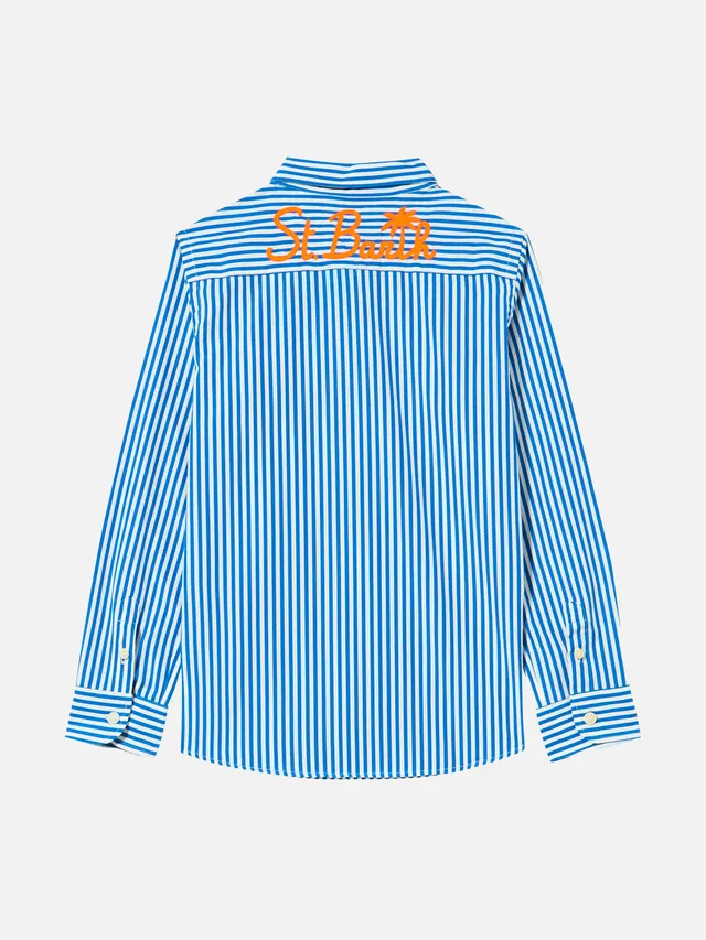 mc2-saint-barth-camicia-bambino-cotone-a-righe-bianche-e-blu image 1