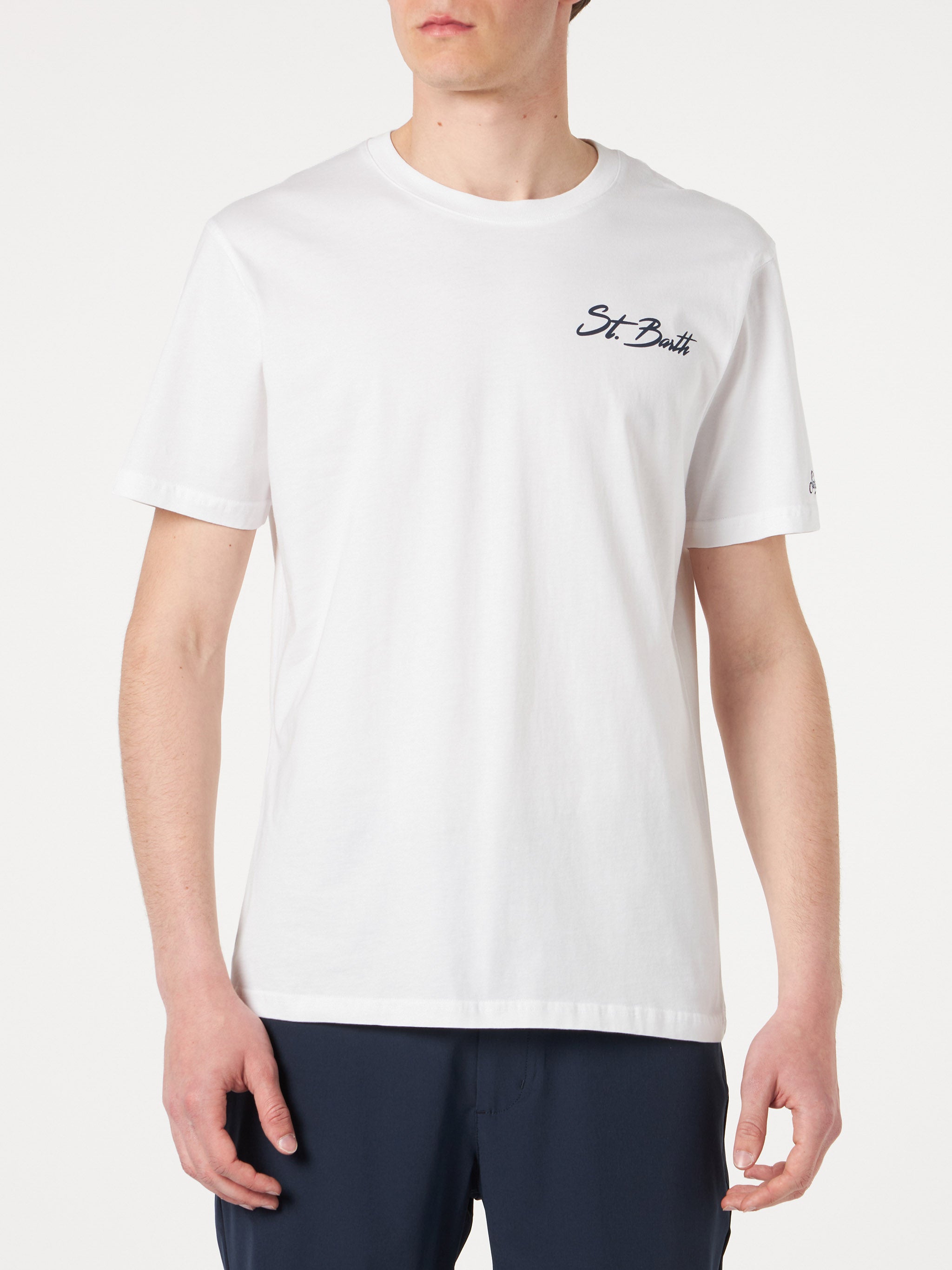 mc2-saint-barth-st-barth-surf-t-shirt-uomo-bianca-in-cotone image 3