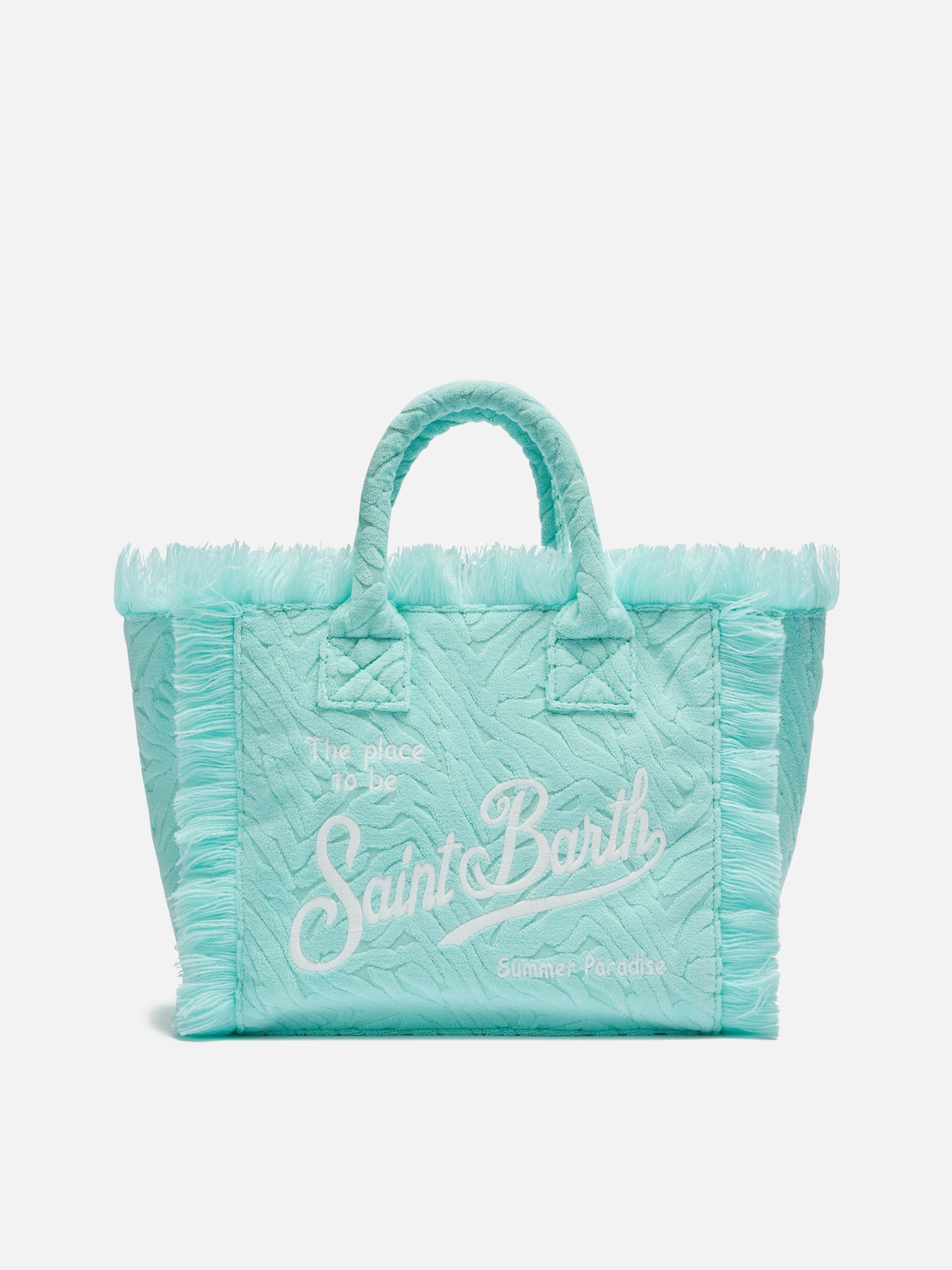 mc2-saint-barth-colette-borsa-mare-donna-verde-acqua-in-spugna-con-stampa-zebrat image 1