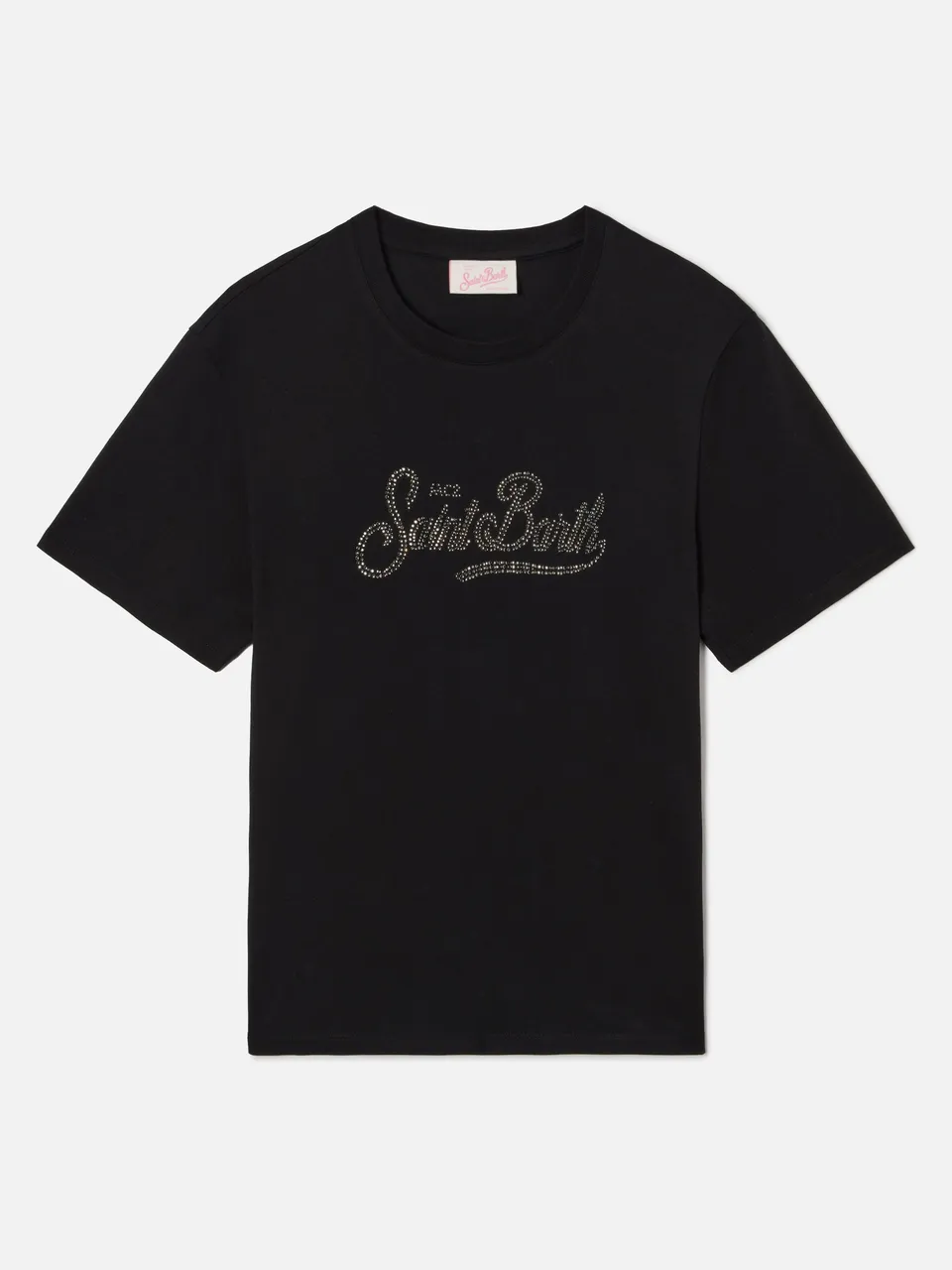 mc2-saint-barth-emilie-t-shirt-donna-nera-con-logo-in-strass image 1