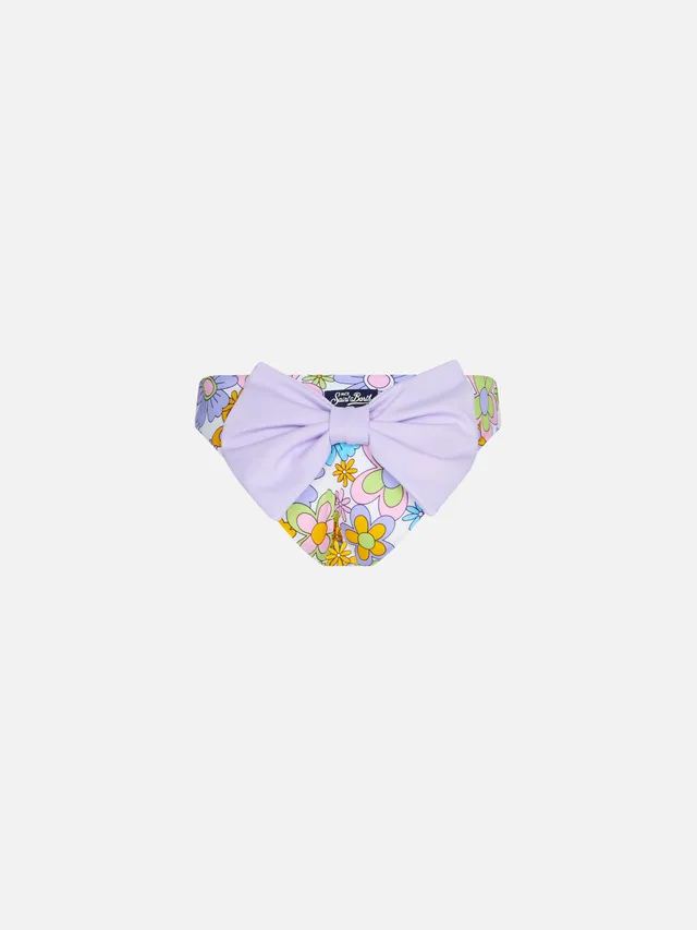 mc2-saint-barth-slip-mare-bambina-stampa-fiori-con-fiocco-lilla image 1