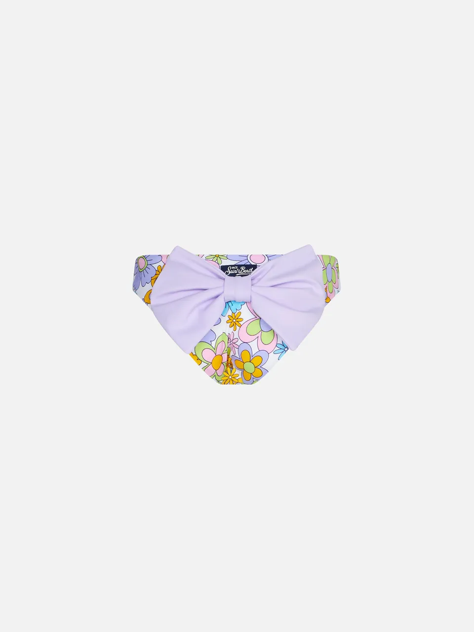 mc2-saint-barth-slip-mare-bambina-stampa-fiori-con-fiocco-lilla image 1