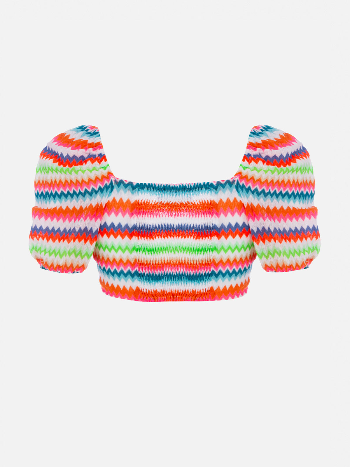 mc2-saint-barth-top-crop-delia-in-raschel-con-fantasia-chevron-fluo-arancione-e- image 5