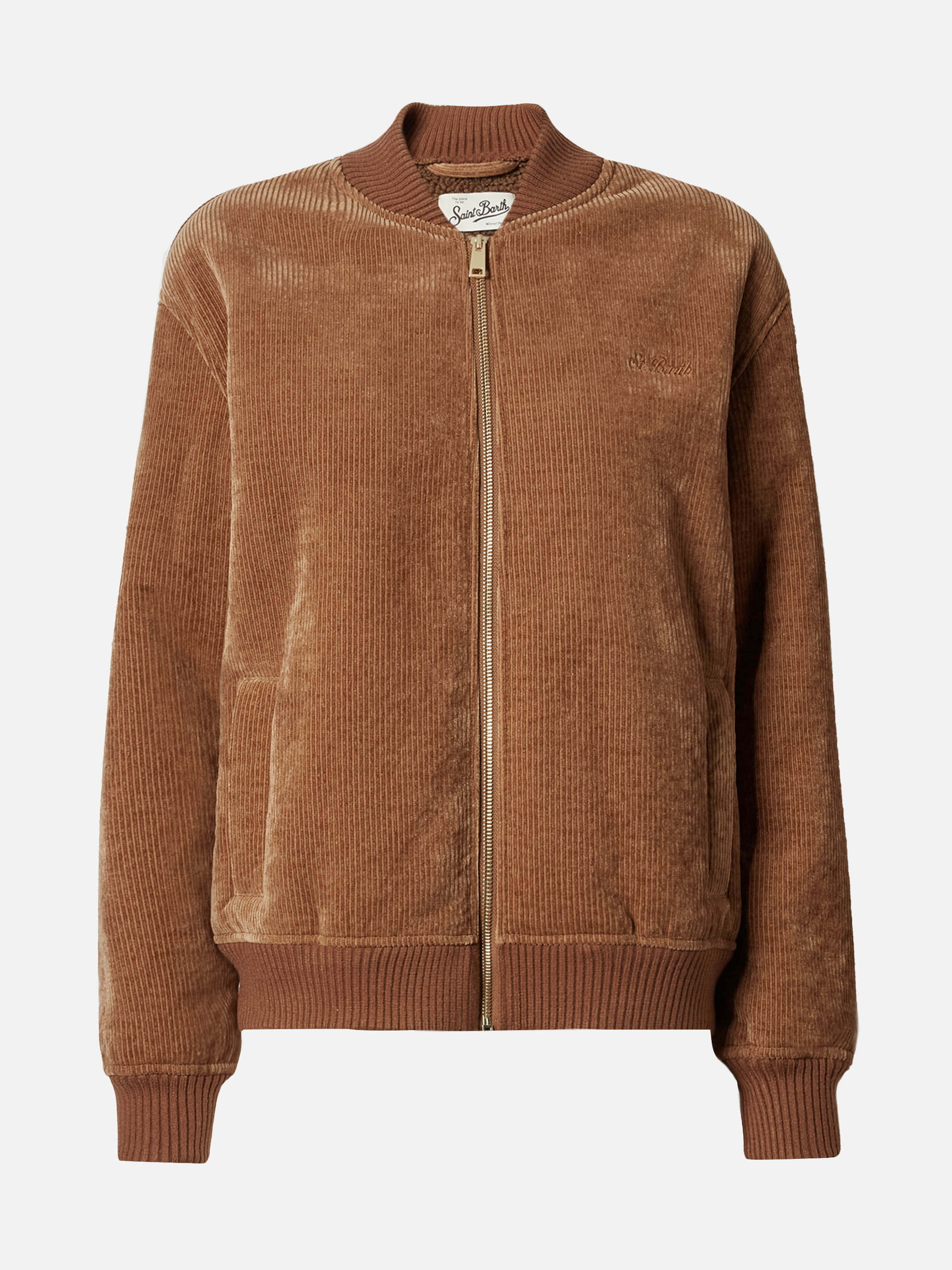 mc2-saint-barth-bomber-celia-in-corduroy-marrone-con-interno-teddy-zip-e-vestibi image 7