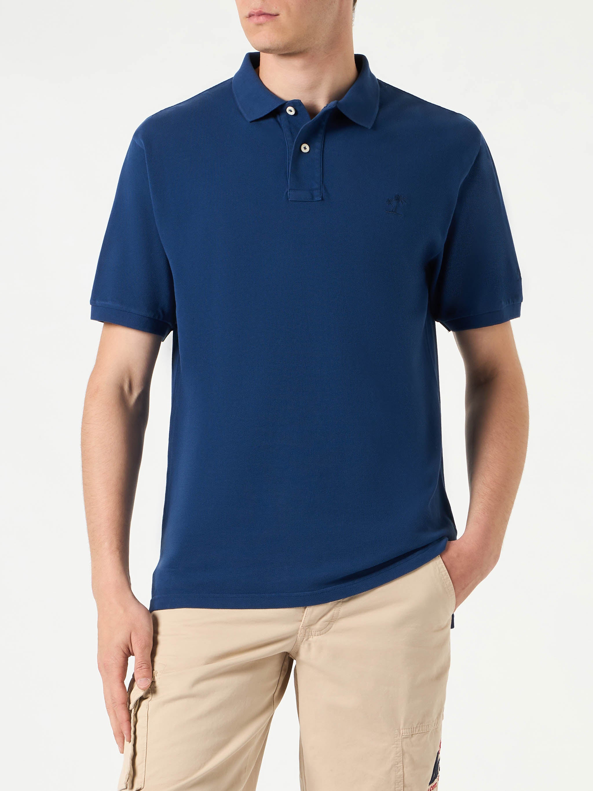 mc2-saint-barth-polo-uomo-in-denim-piquet-blu-effetto-vintage-con-logo image 1