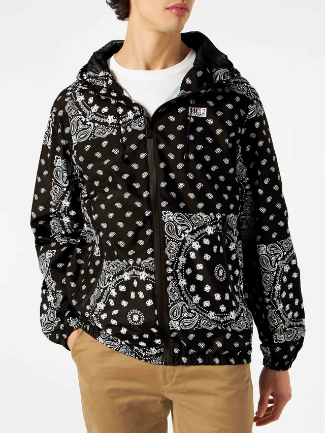 mc2-saint-barth-kauris-giacca-leggera-waterproof-stampa-bandana-nera-uomo image 1