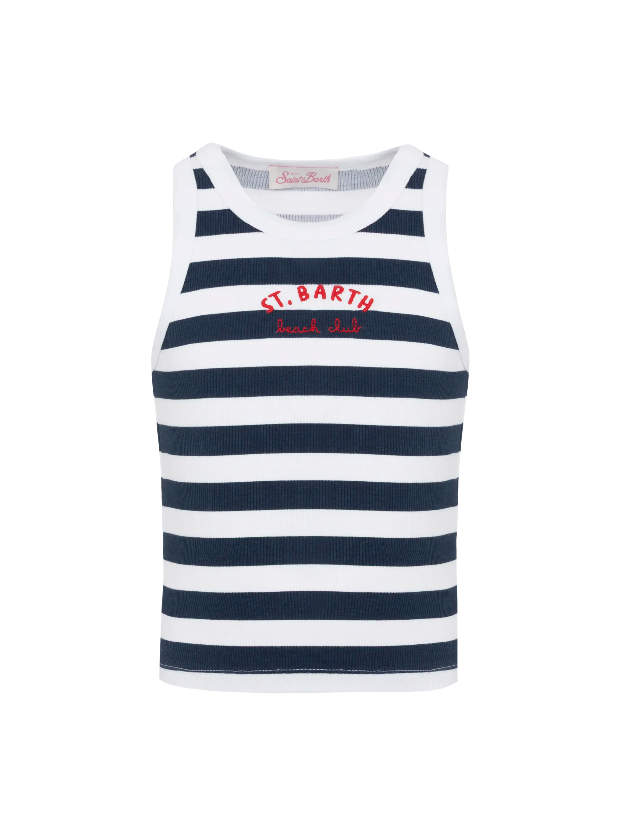 mc2-saint-barth-top-corto-blue-jr-in-maglia-a-coste-a-righe-blu-navy-con-ricamo- image 1