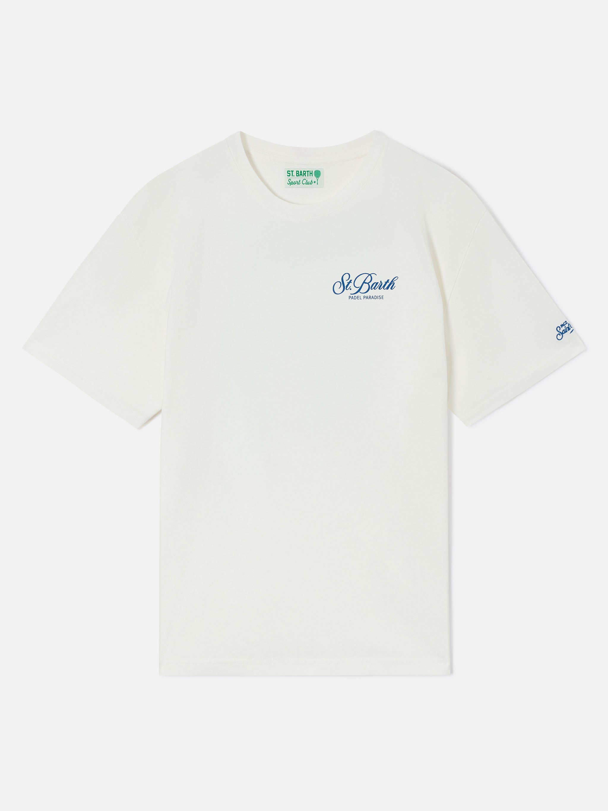 mc2-saint-barth-t-shirt-delmar-uomo-bianca-peanuts-padel-paradise-in-cotone image 2