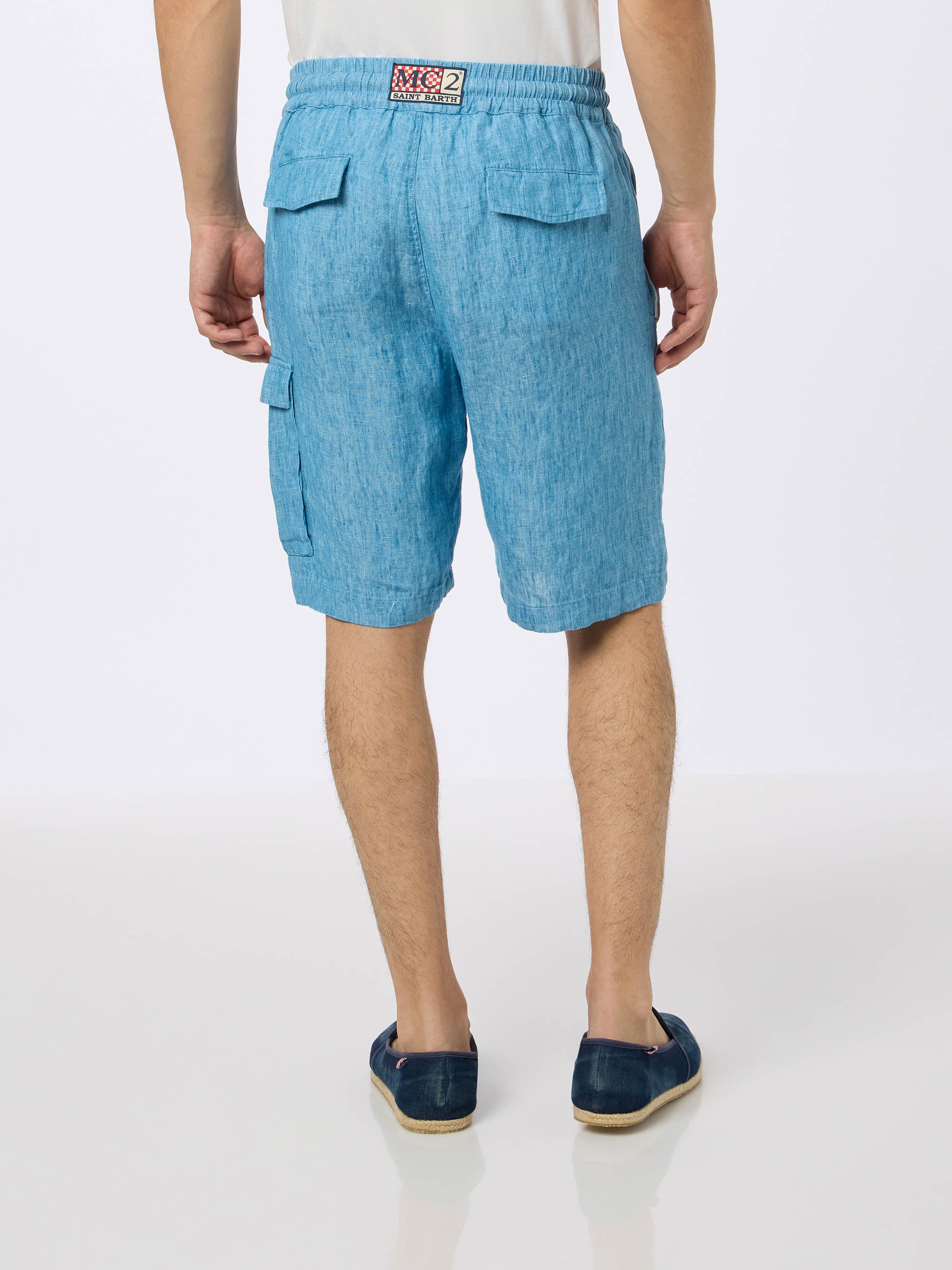mc2-saint-barth-bermuda-marseille-uomo-lino-blu-denim-con-coulisse image 2