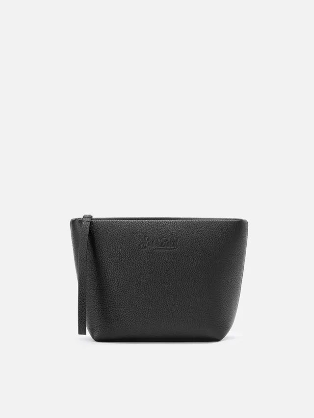 mc2-saint-barth-pochette-aline-pouch-in-pelle-nera-martellata-con-tasca-interna- image 1