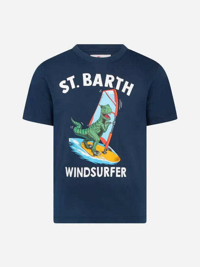 mc2-saint-barth-t-shirt-bambino-in-cotone-blu-stampa-dinosauri image 1