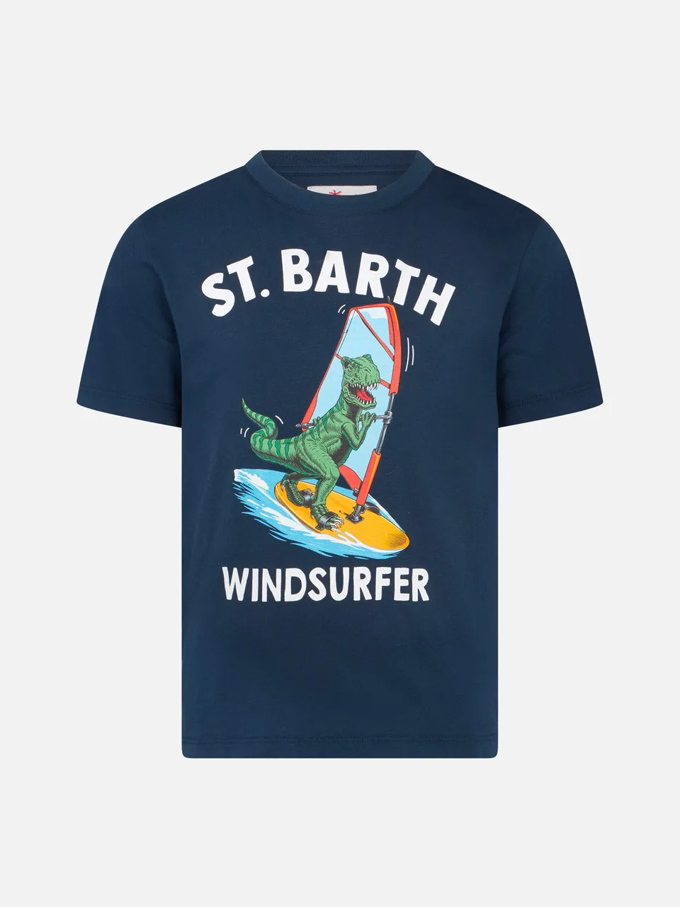 mc2-saint-barth-t-shirt-bambino-in-cotone-blu-stampa-dinosauri image 1