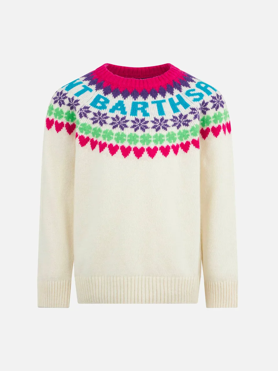 mc2-saint-barth-maglione-girocollo-fair-isle-cuori-bianco-bambina image 1