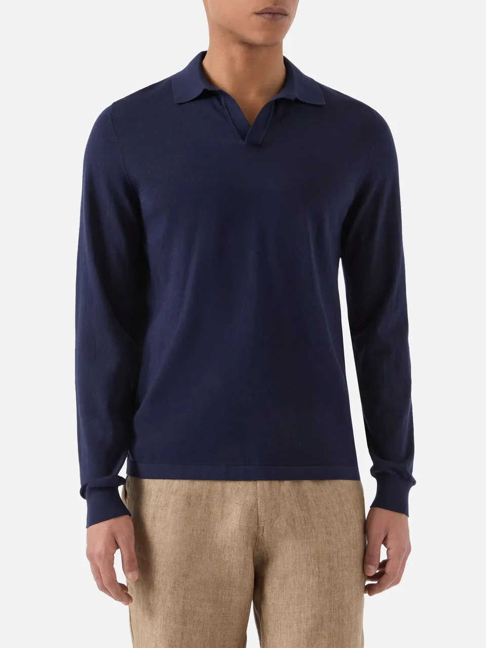 mc2-saint-barth-sloan-polo-uomo-cotone-high-twist-blu-navy-maniche-lunghe image 1