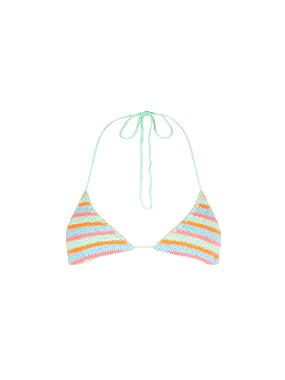 mc2-saint-barth-top-bikini-leah-triangolo-crochet-a-righe-verde-acqua-e-arancion image 1