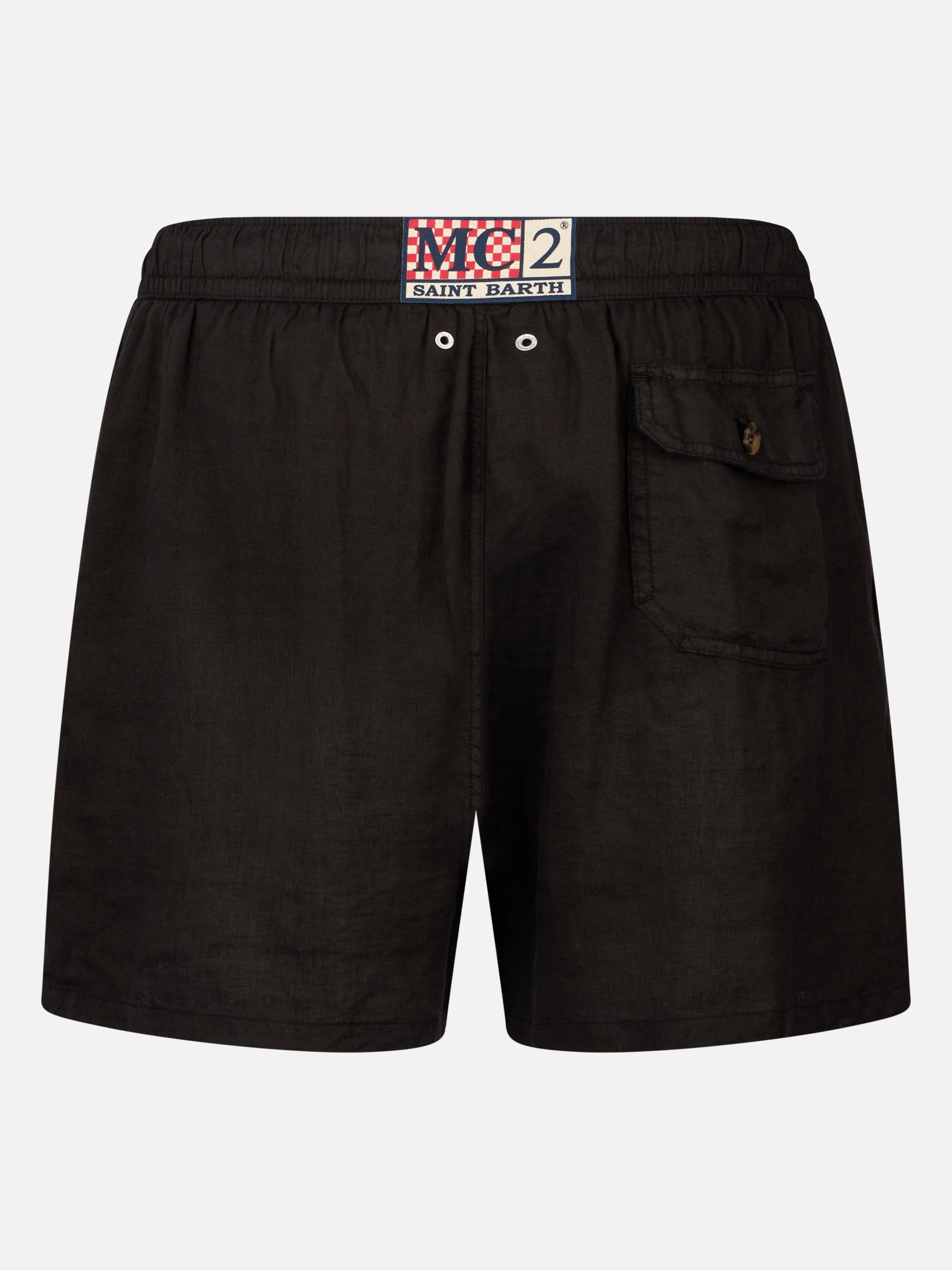 mc2-saint-barth-gustavia-costume-mare-uomo-lino-nero-tinta-unita image 2