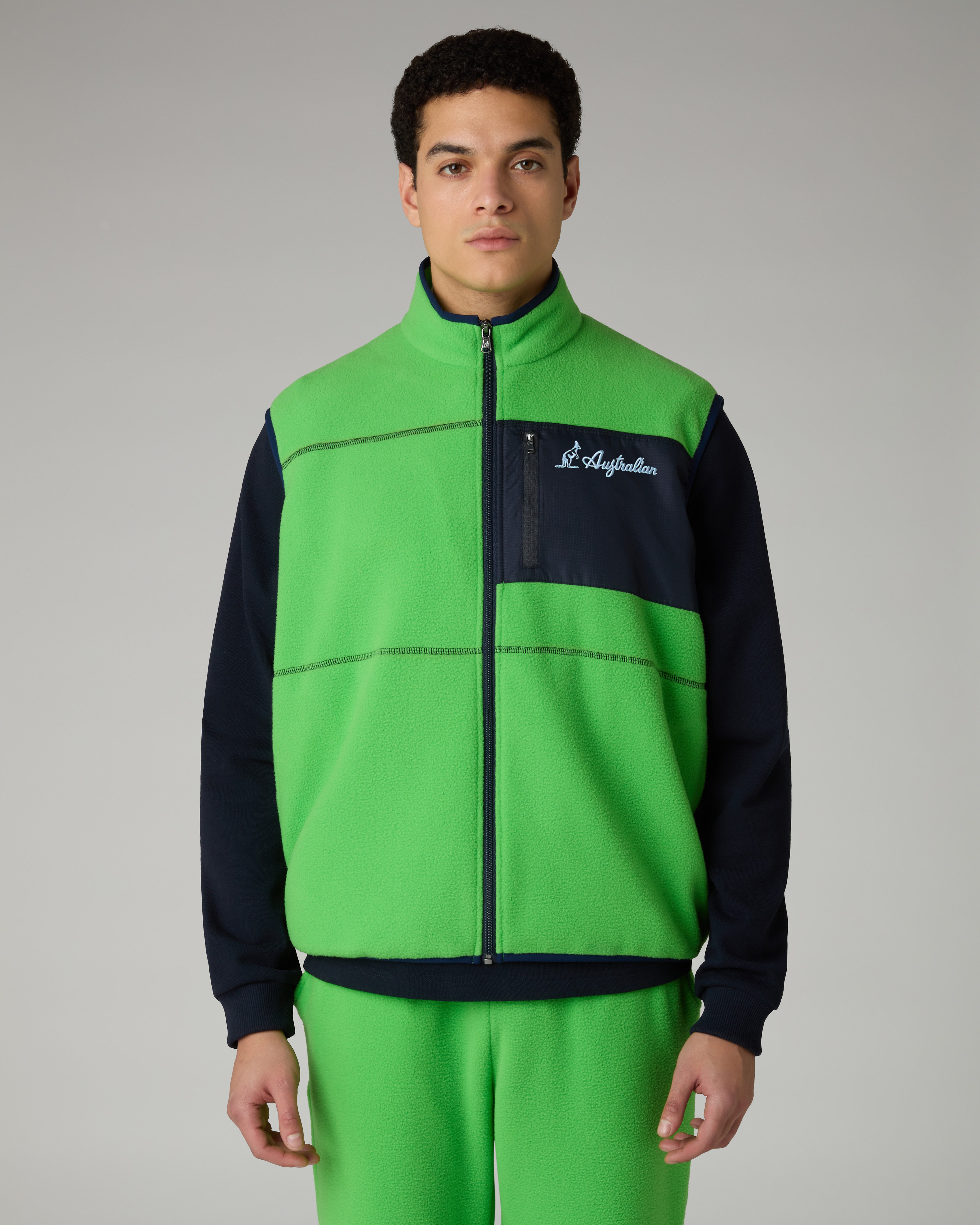 australian-color-block-gilet-smanicato-pile-full-zip image 1