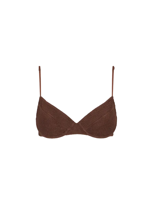 mc2-saint-barth-bea-top-bikini-bralette-con-ferretto-crinkle-marrone image 1