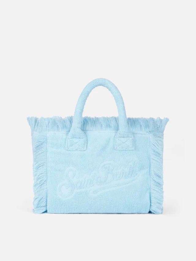 mc2-saint-barth-borsa-colette-in-spugna-azzurra-con-logo-in-rilievo image 1