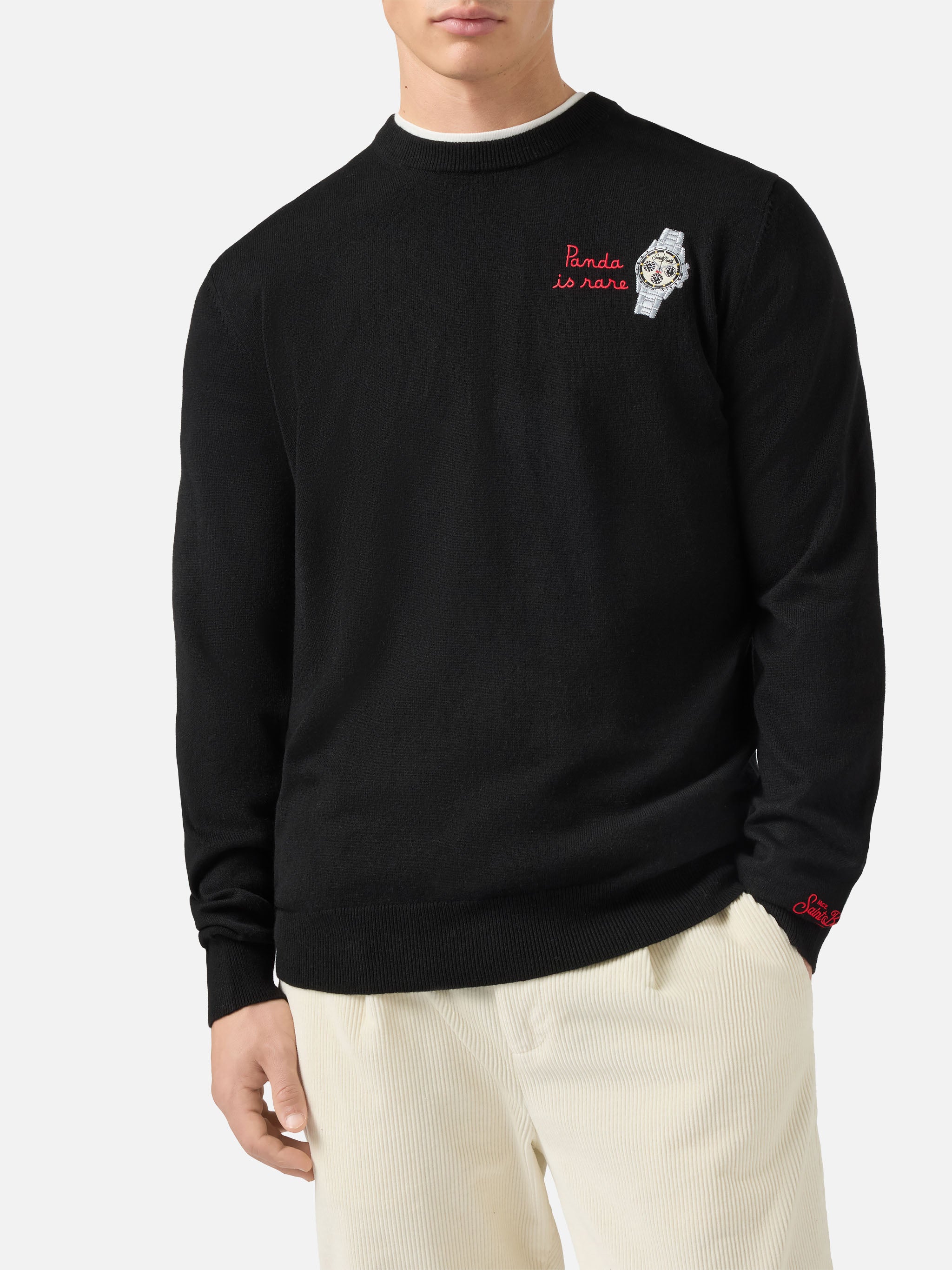 mc2-saint-barth-maglione-uomo-heron-light-nero-ricamo-panda-is-rare image 2