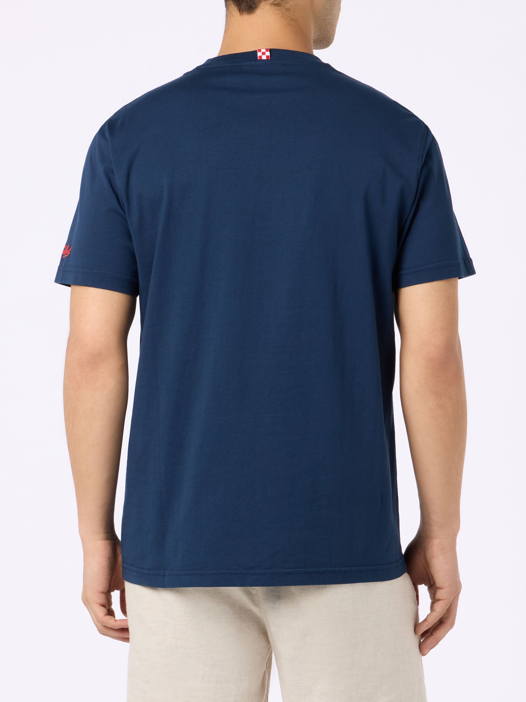 mc2-saint-barth-t-shirt-uomo-blu-con-ricamo-spritz-obsessed-cotone-puro-girocoll image 4