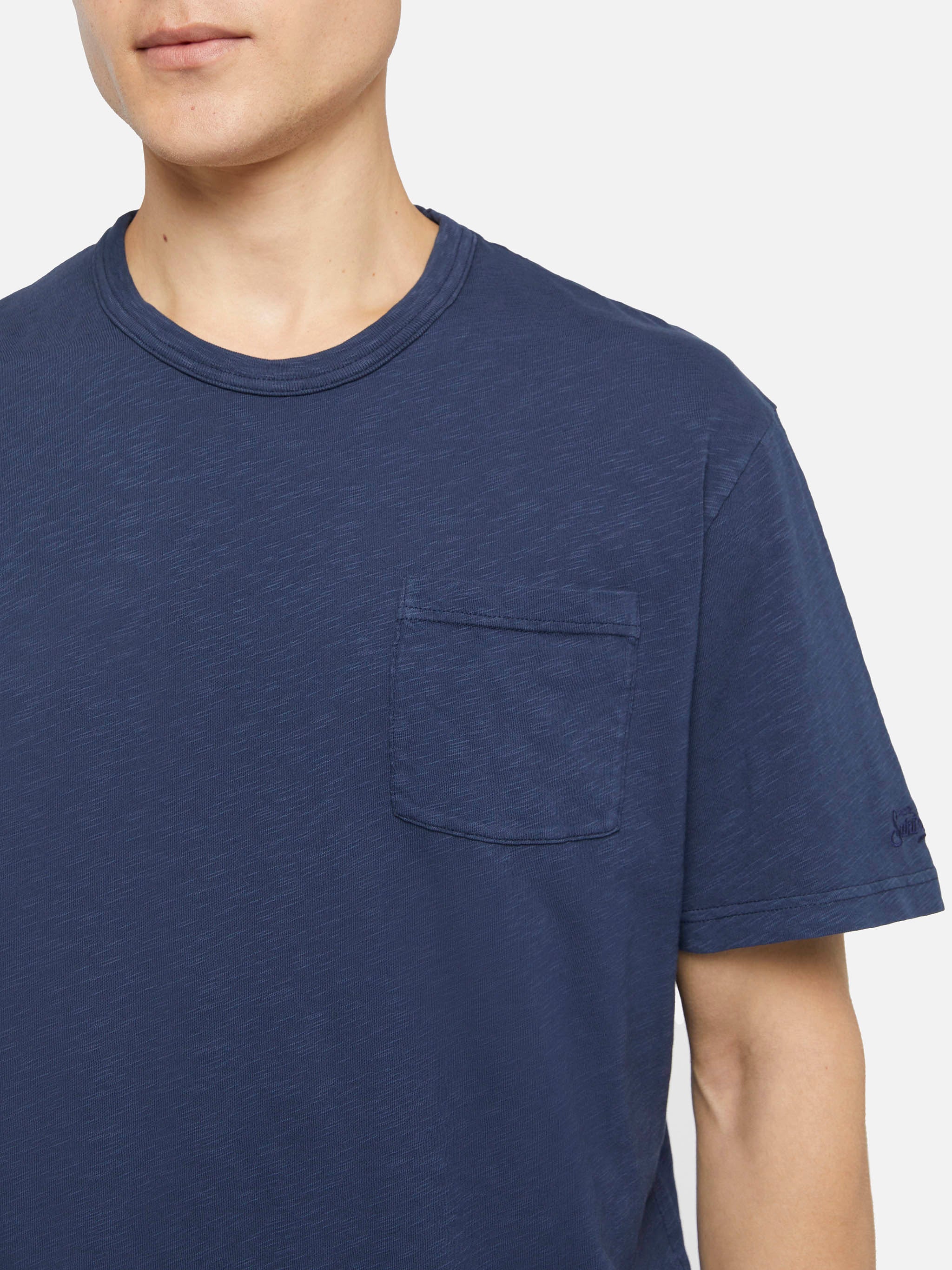 mc2-saint-barth-president-t-shirt-uomo-cotone-fiammato-blu-navy image 3