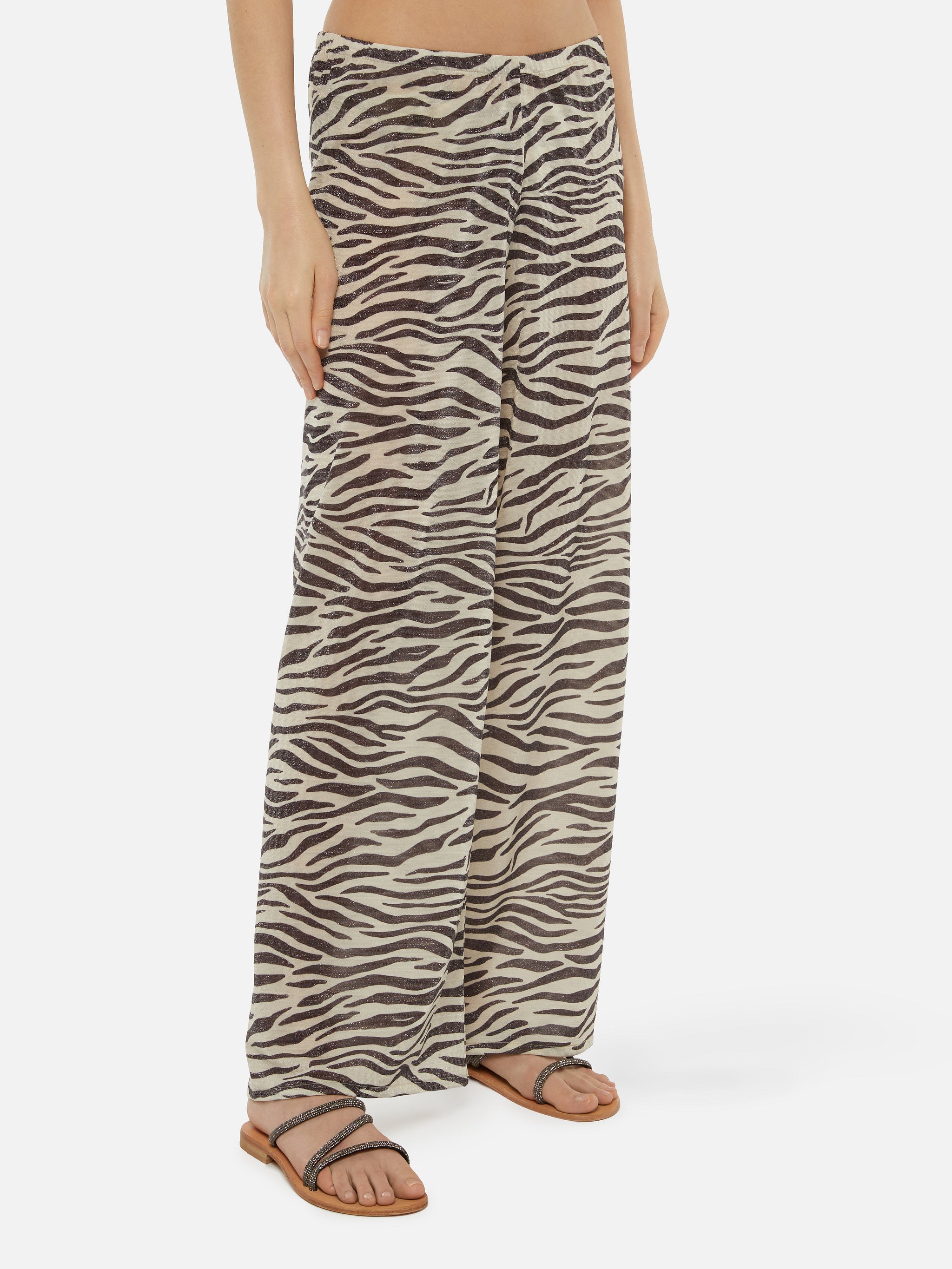 mc2-saint-barth-amalia-pantaloni-donna-a-gamba-larga-in-lurex-zebrato-bianco image 3