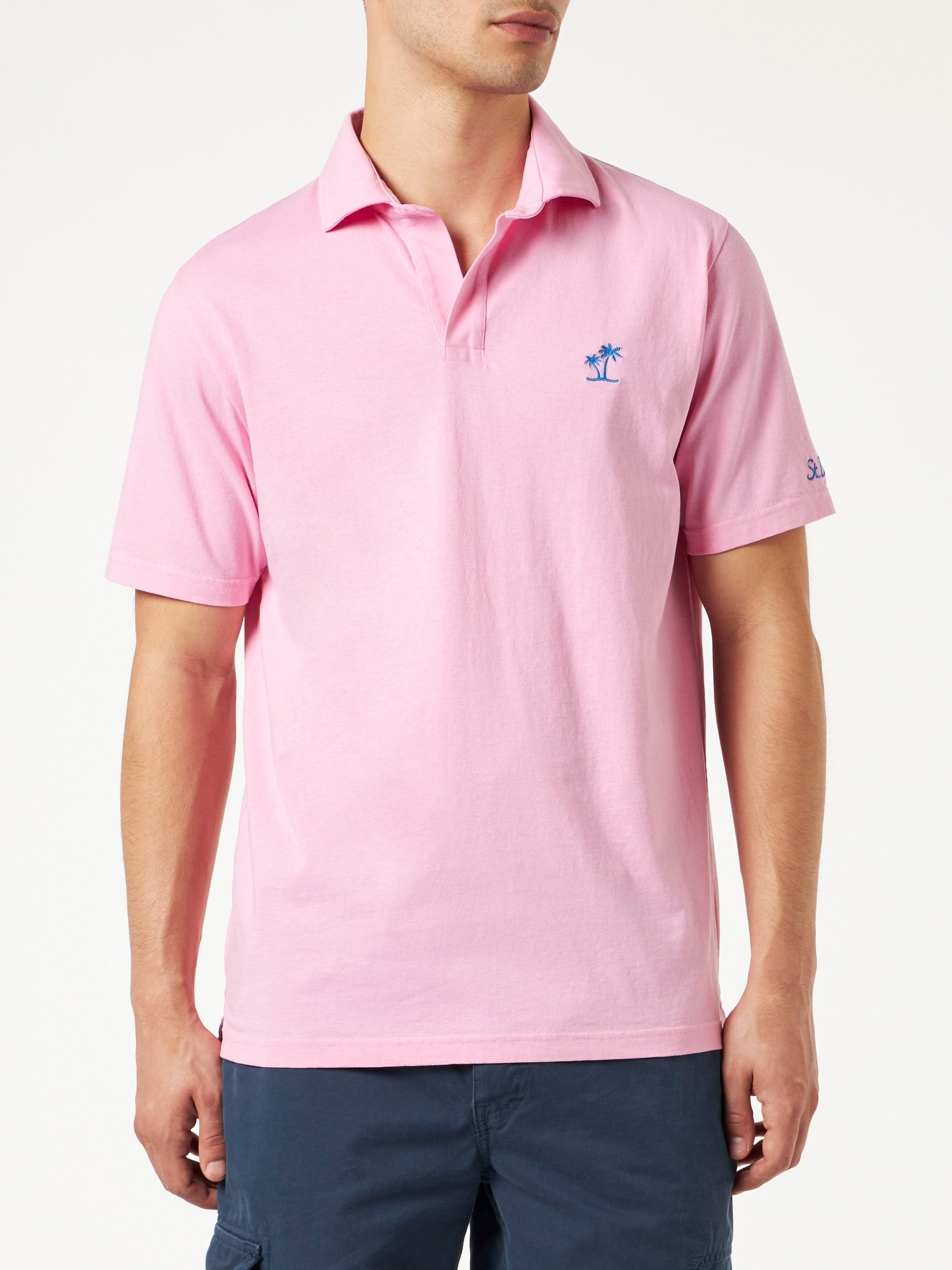 mc2-saint-barth-polo-brighton-da-uomo-rosa-in-cotone-jersey-con-trattamento-garm image 1