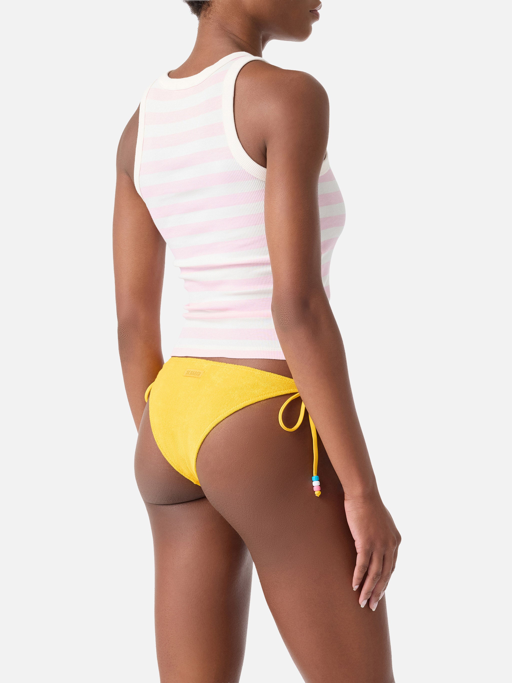 mc2-saint-barth-canottiera-ada-donna-righe-rosa-ricamo-beach-club image 4