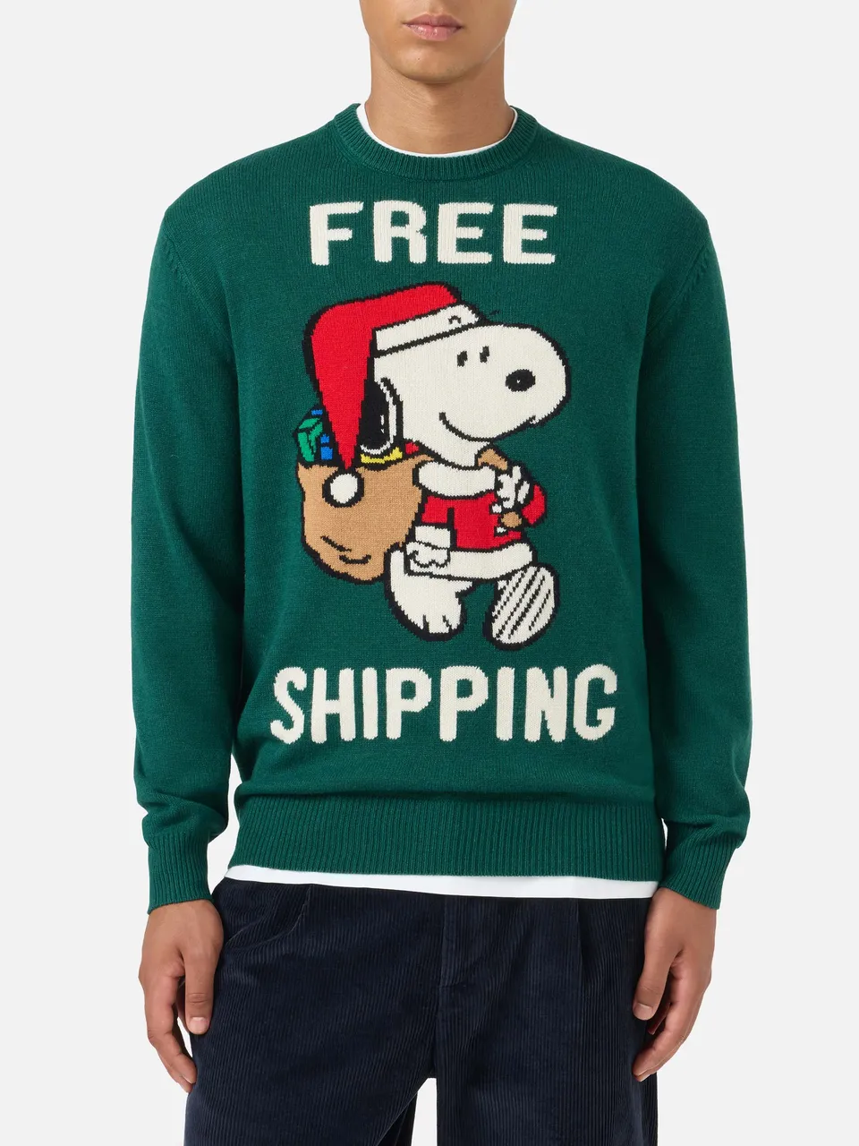 mc2-saint-barth-heron-maglione-verde-jacquard-snoopy-peanuts-special-edition image 1