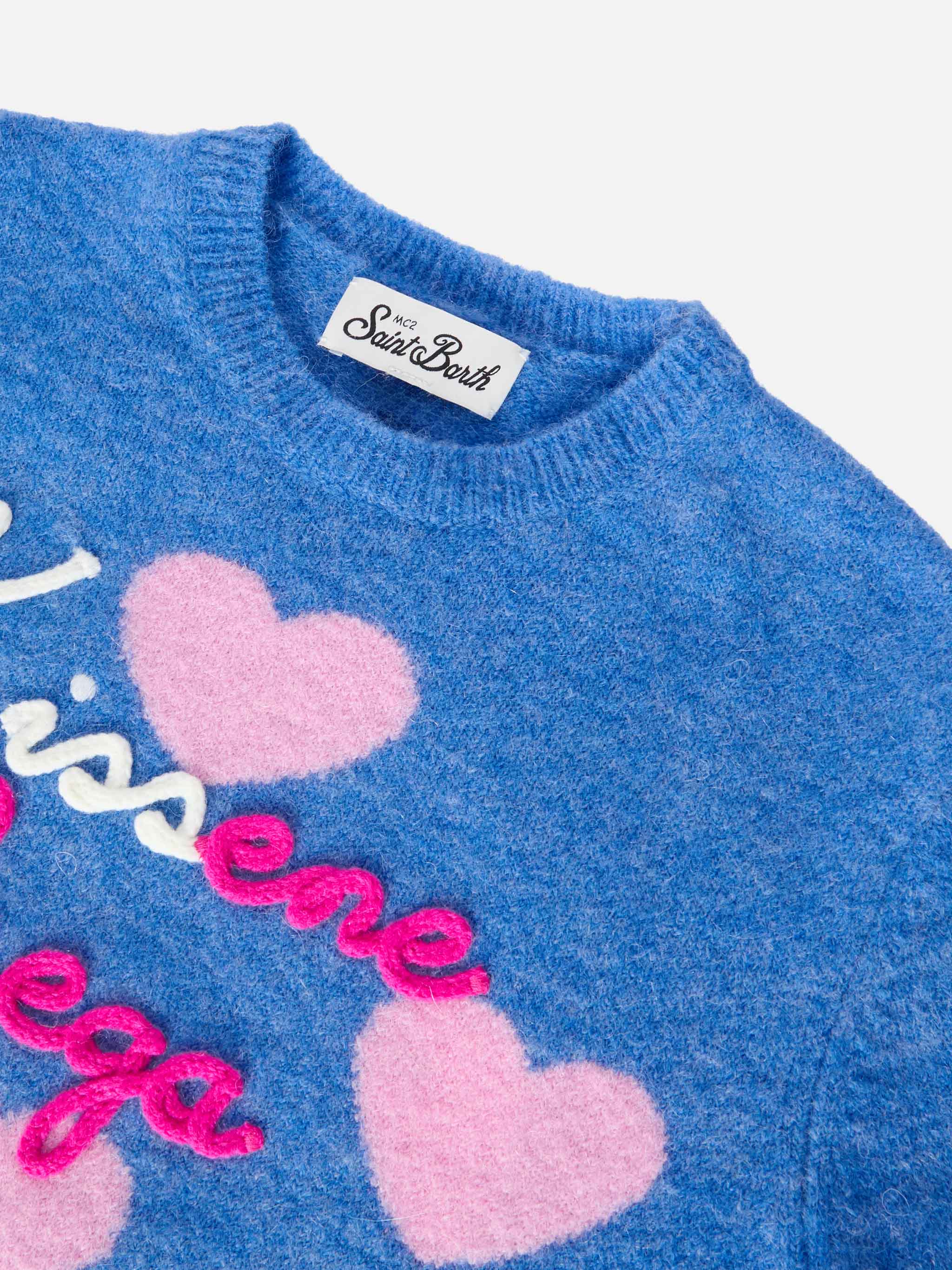 mc2-saint-barth-maglione-princess-bambina-blu-alpaca-stretch-jacquard-cuori-kiss image 3