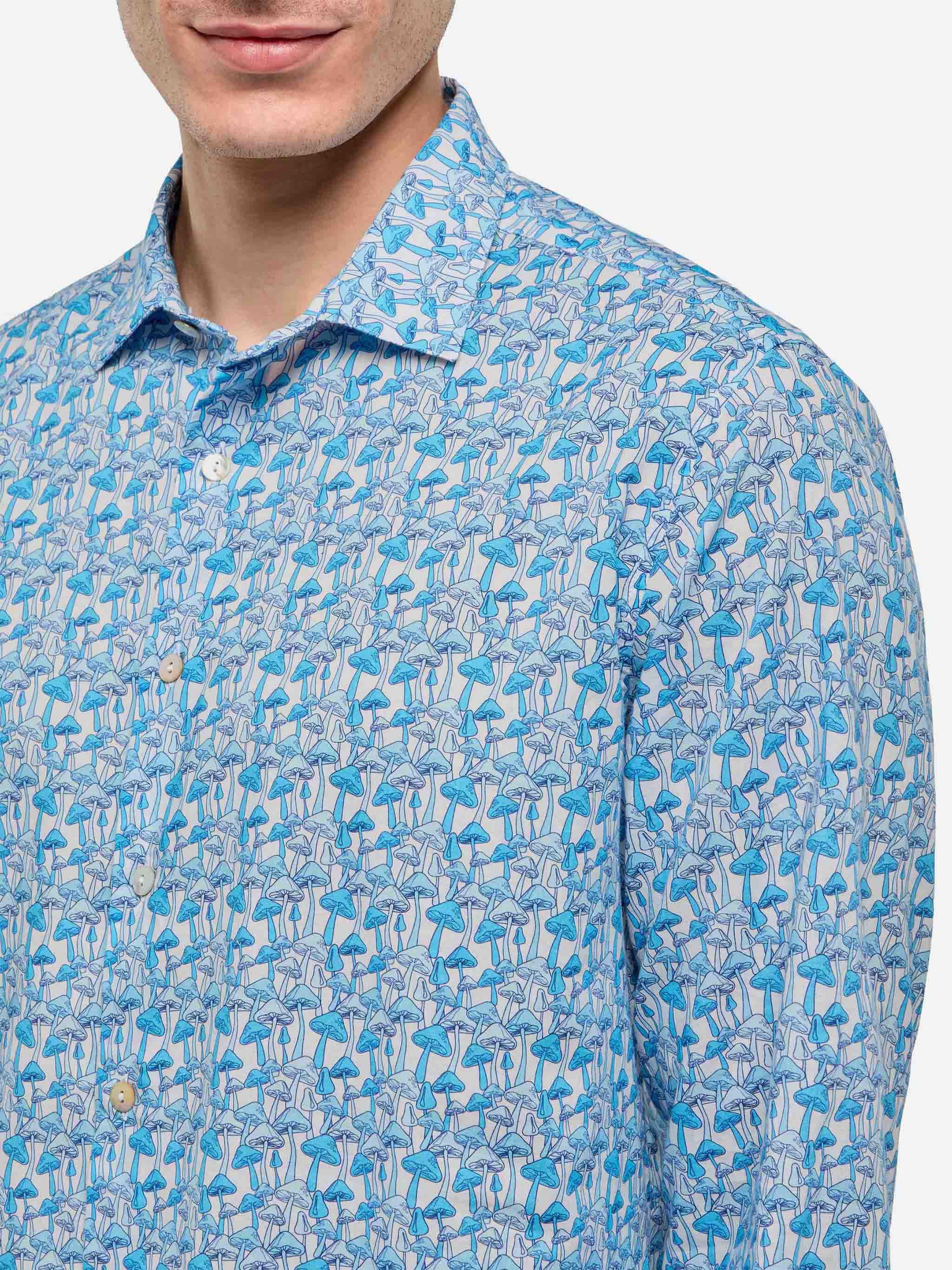 mc2-saint-barth-sikelia-camicia-cotone-mussola-stampa-funghi-azzurro-chiaro image 2
