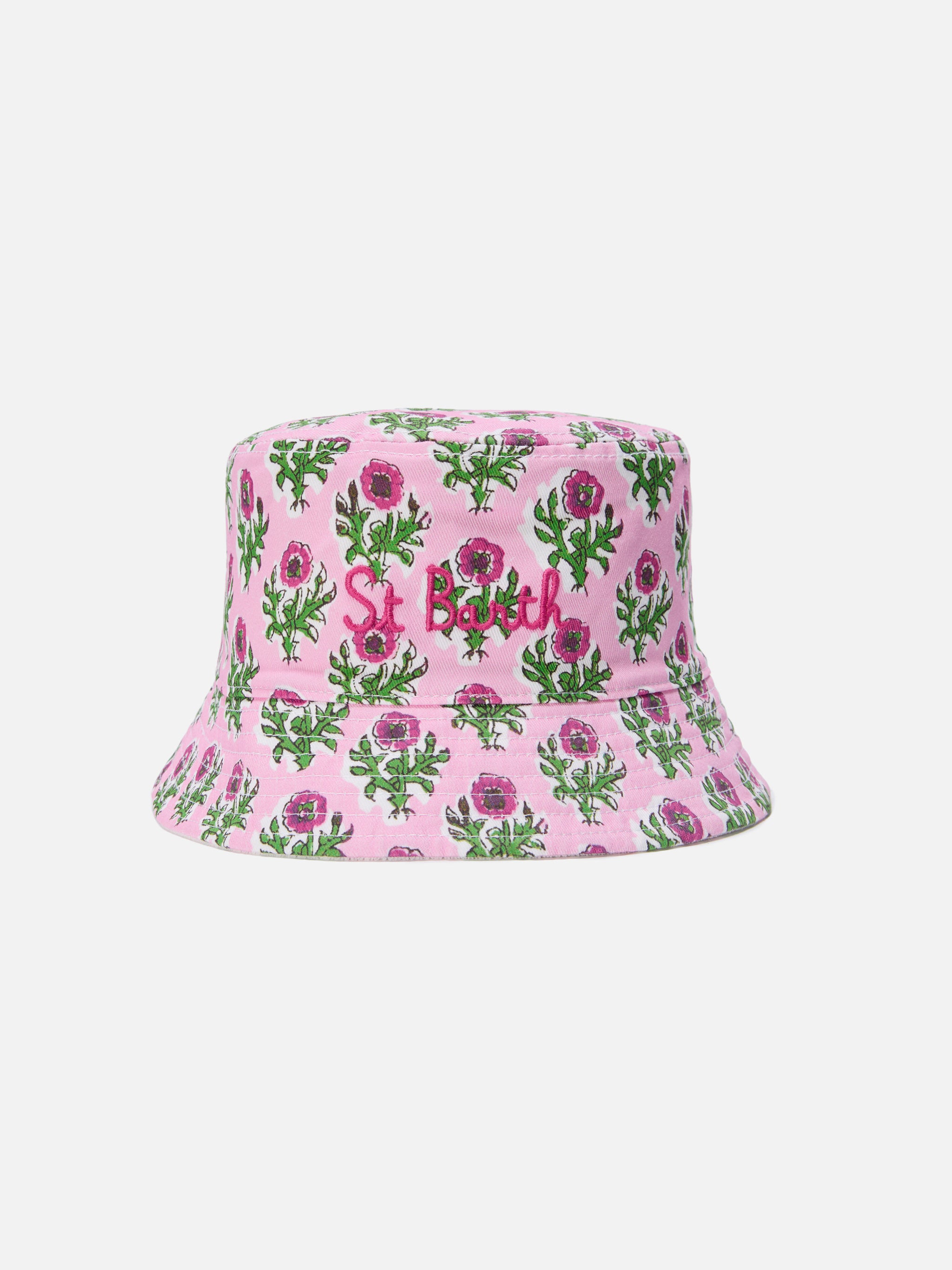 mc2-saint-barth-patmos-cappello-bucket-reversibile-floreale-rosa-spugna-bianca image 1