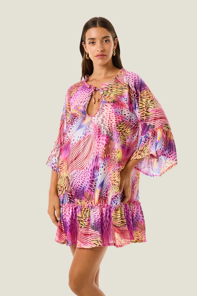 4giveness-abito-corto-pink-butterfly-donna-cover-up-mare image 1