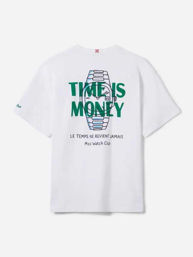 mc2-saint-barth-t-shirt-delmar-con-stampa-time-is-money-e-maxi-grafica-sul-retro image 1