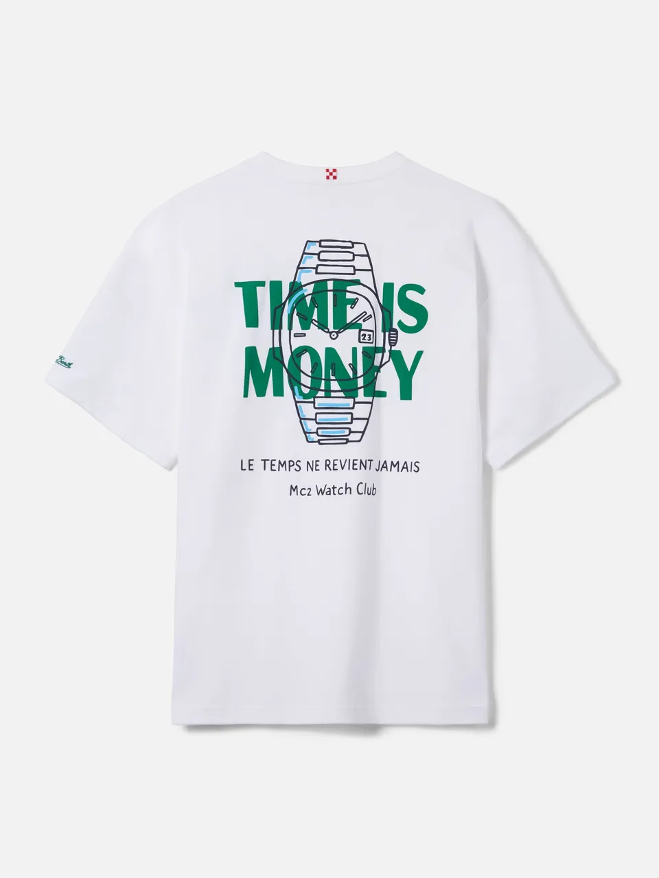 mc2-saint-barth-t-shirt-delmar-con-stampa-time-is-money-e-maxi-grafica-sul-retro image 1