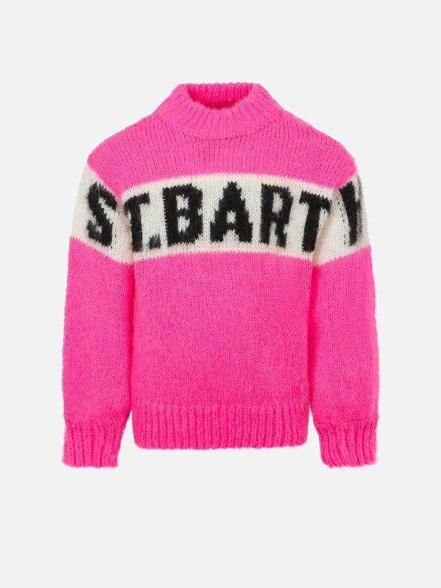 mc2-saint-barth-maglia-bambina-boxy-jacquard-st-barth-rosa-fluo image 1